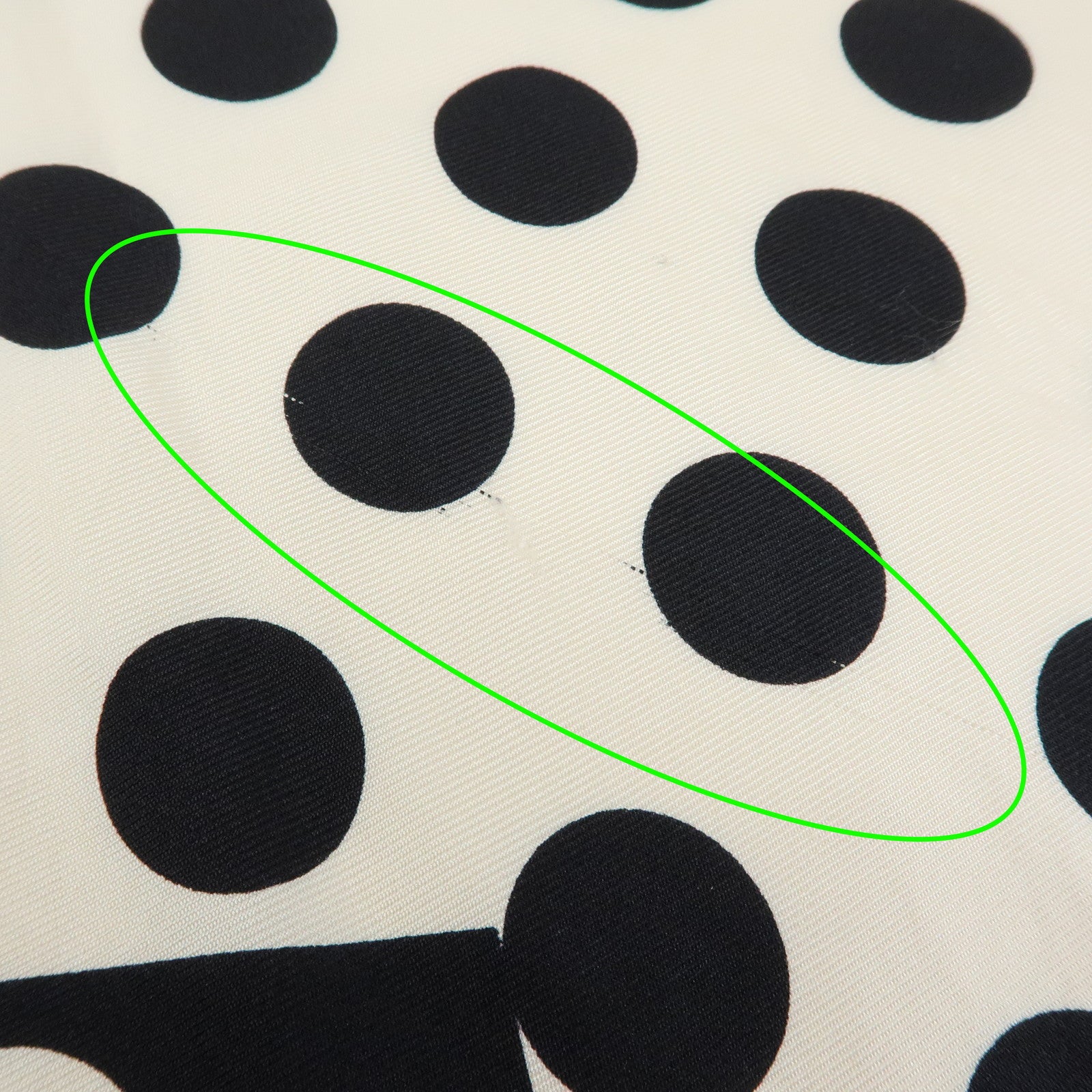 CHANEL COCO Mark Silk 100% Scarf Dot Pattern Clover Ivory Black