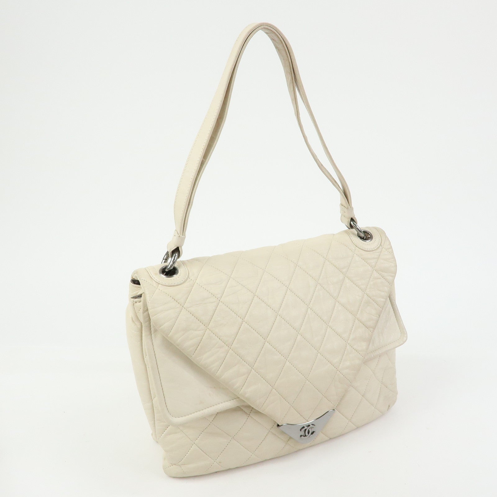 CHANEL Matelasse COCO Mark Calf Leather Double Flap Shoulder Bag