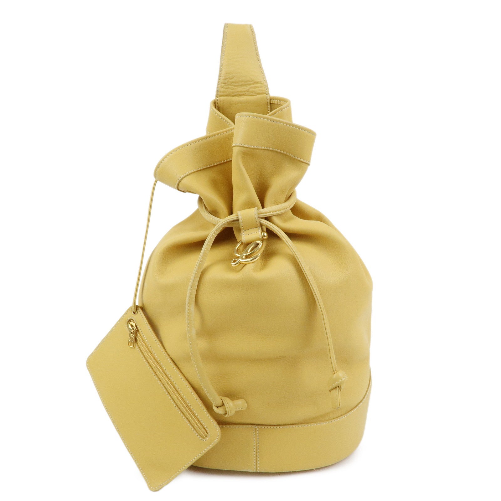 LOEWE Anton Anagram Leather Shoulder Bag Backpack Rucksack Mustard