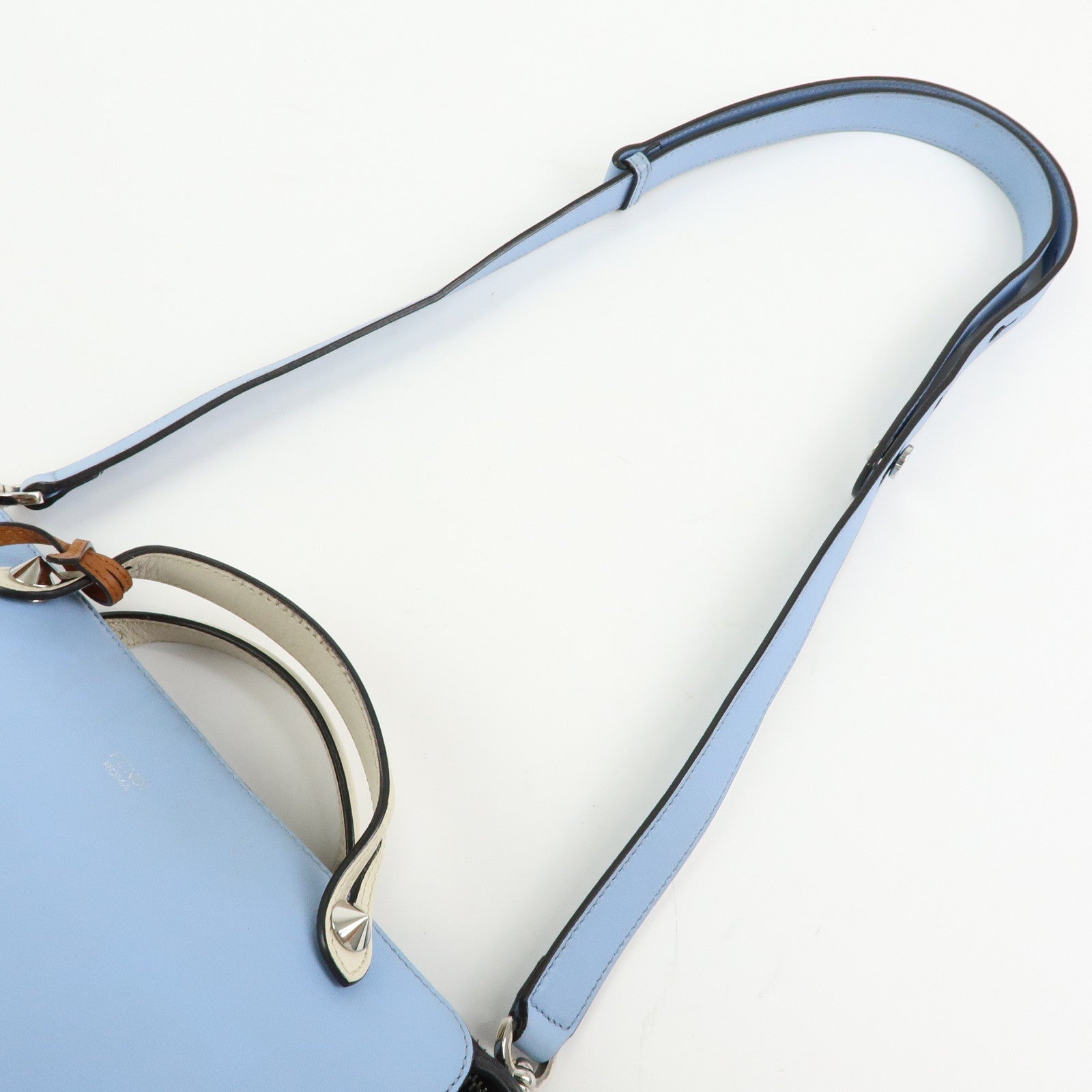 FENDI By The Way Medium Leather 2Way Bag Hand Light Blue 8BL146