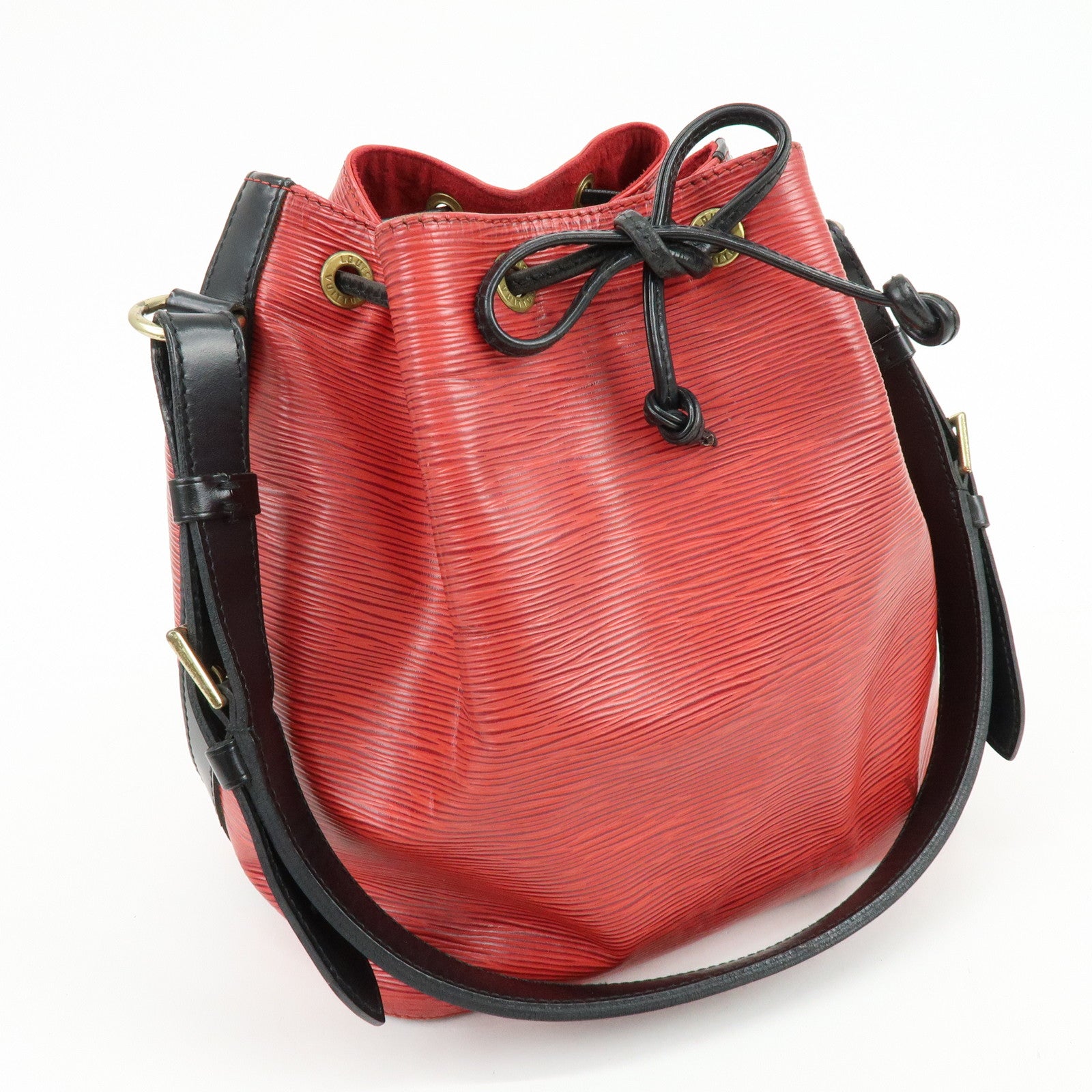 Louis Vuitton Epi Petit Noe Shoulder Bag Noir Castilian Red M44172