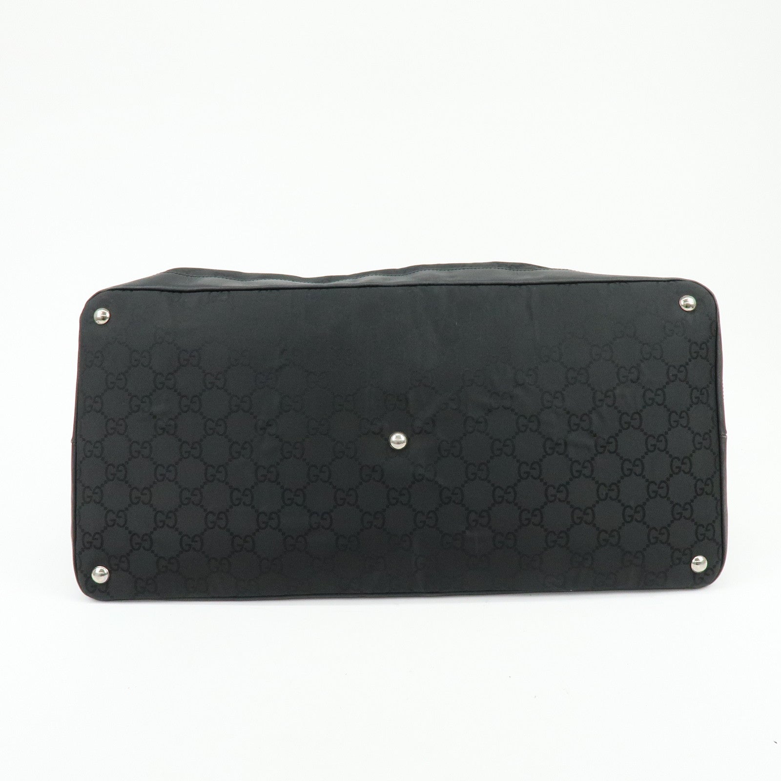 GUCCI GG Monogram Nylon Leather Boston Bag Travel Bag Black 105669