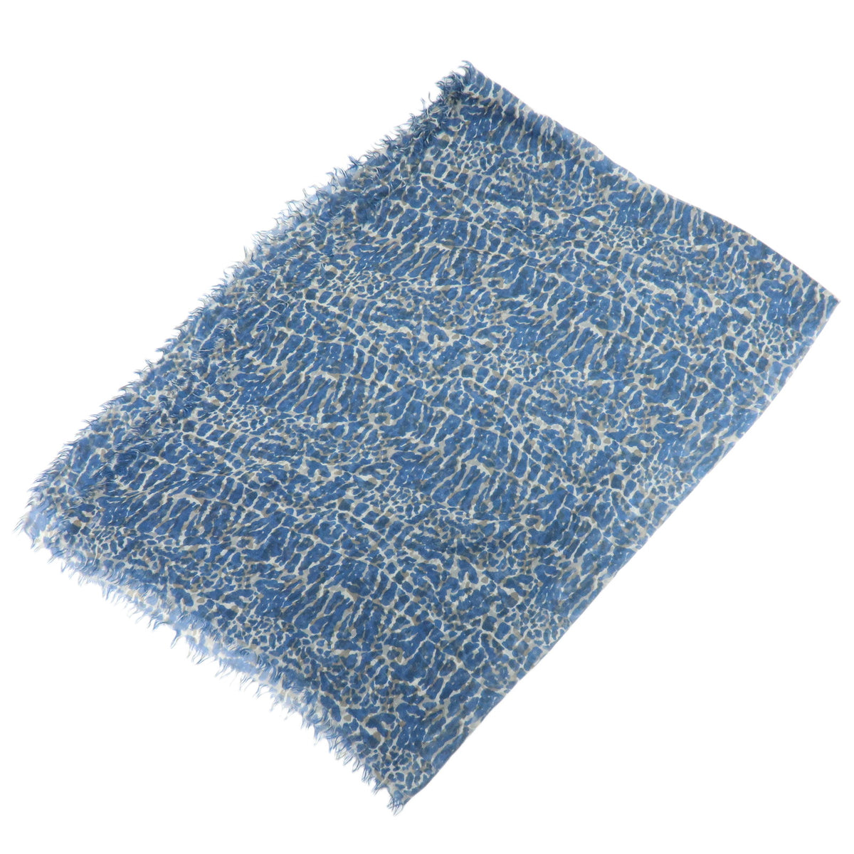 Louis Vuitton Logo Cashmere Silk Scarf Shawl Leopard Blue White Red