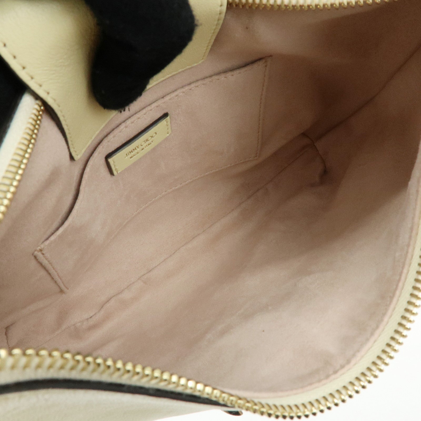 JIMMY CHOO Flap Leather Hand Bag Shoulder Bag Yellow Beige