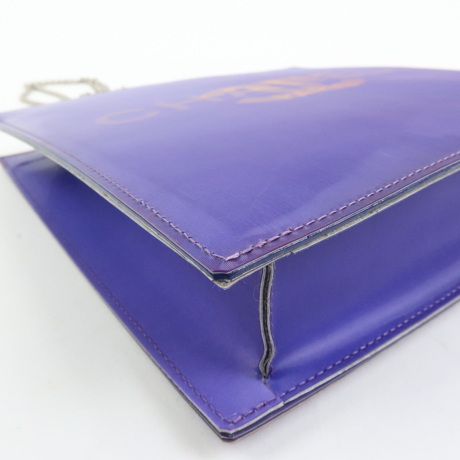 CHANEL COCO Mark Vinyl Hologram Logo Chain Shoulder Bag Purple