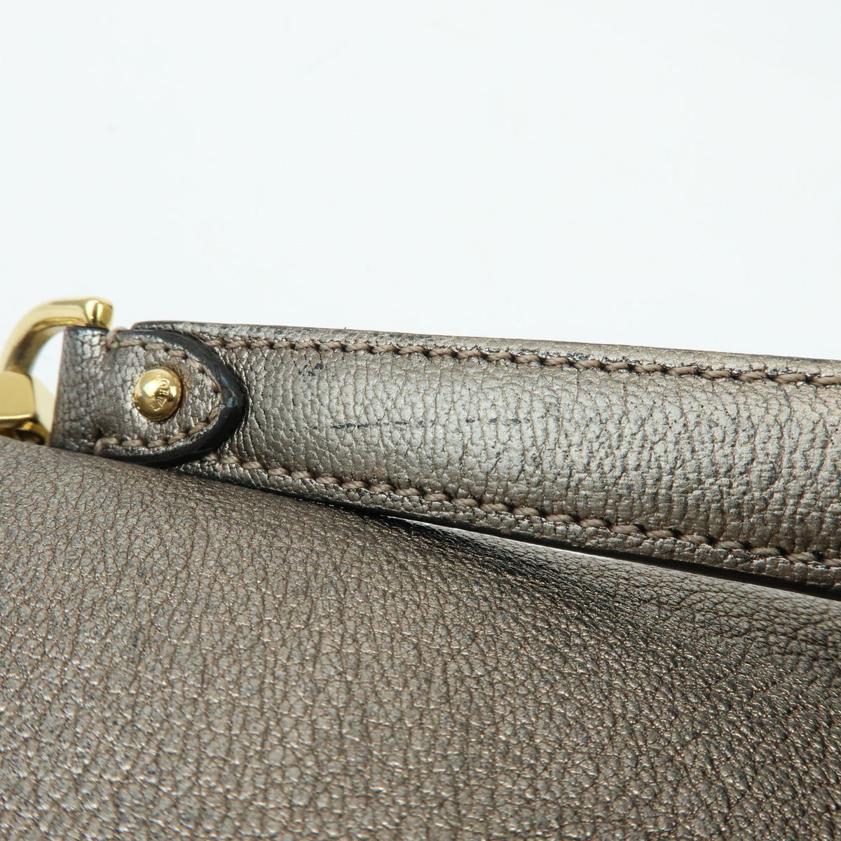 LOEWE Mya Anagram Leather Shoulder Bag Hand Bag Silver Gray