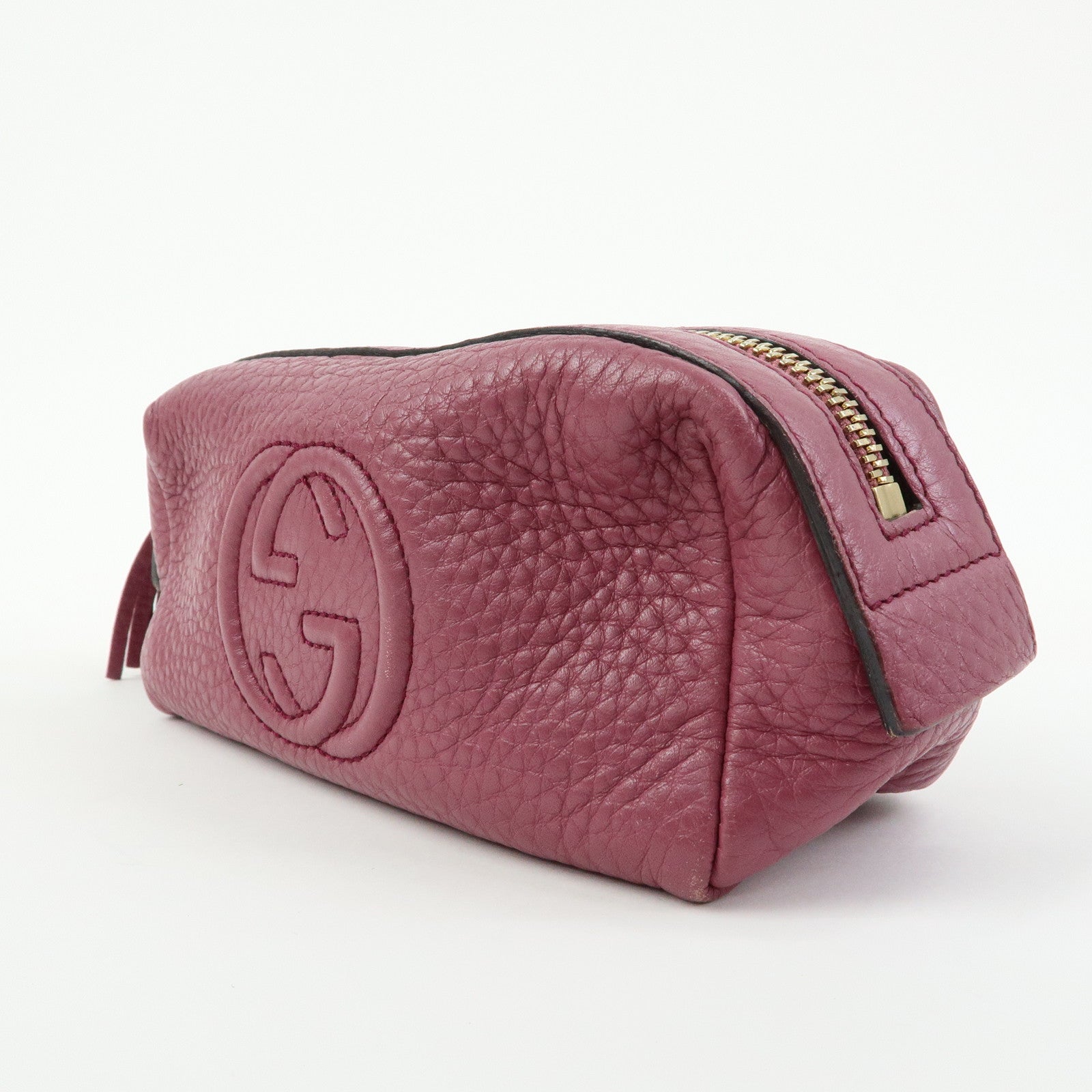 GUCCI Interlocking G SOHO Leather Cosmetic Pouch Makeup Case 308634