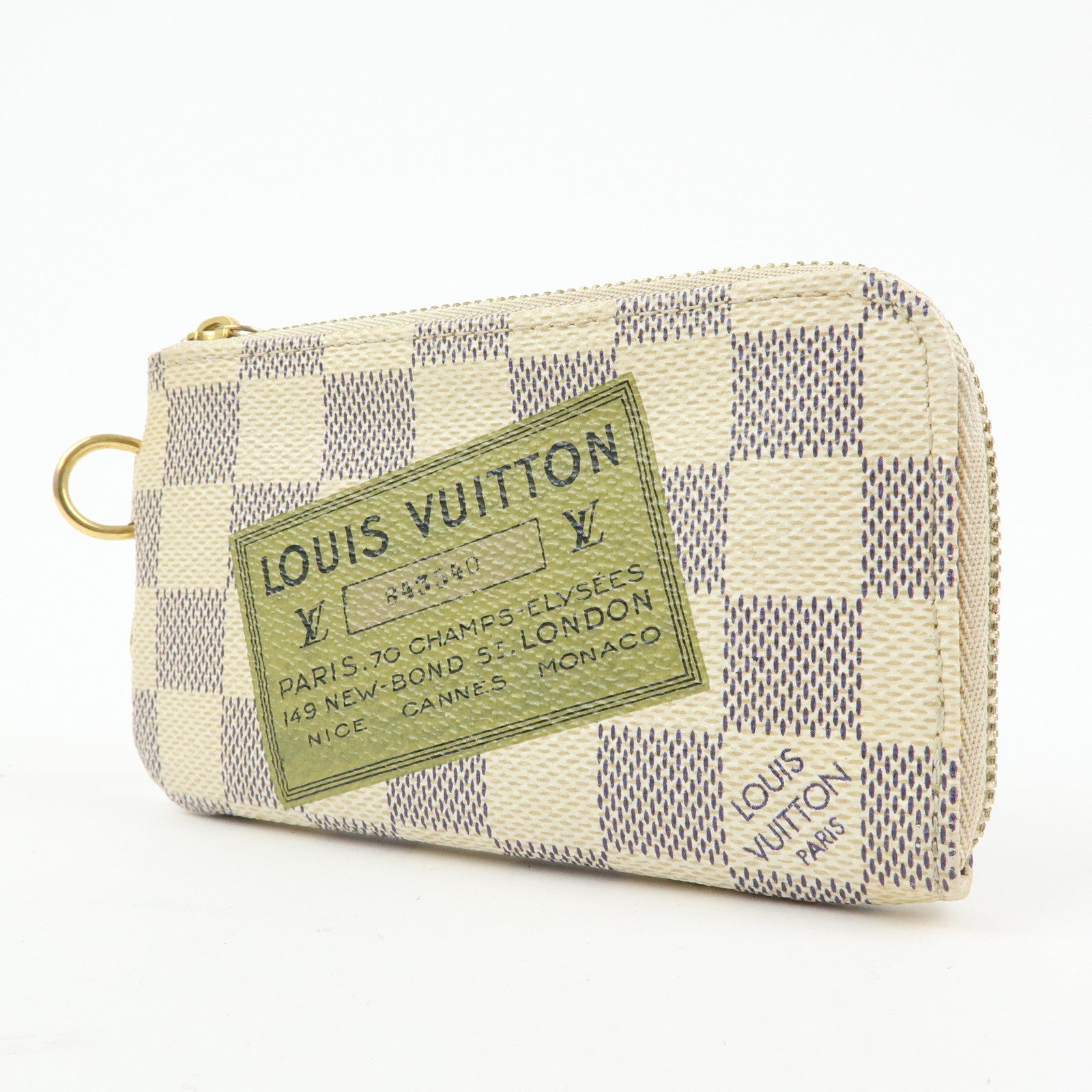 Louis Vuitton Damier Azur Monogram Labels Pochette Cles Complice N63085