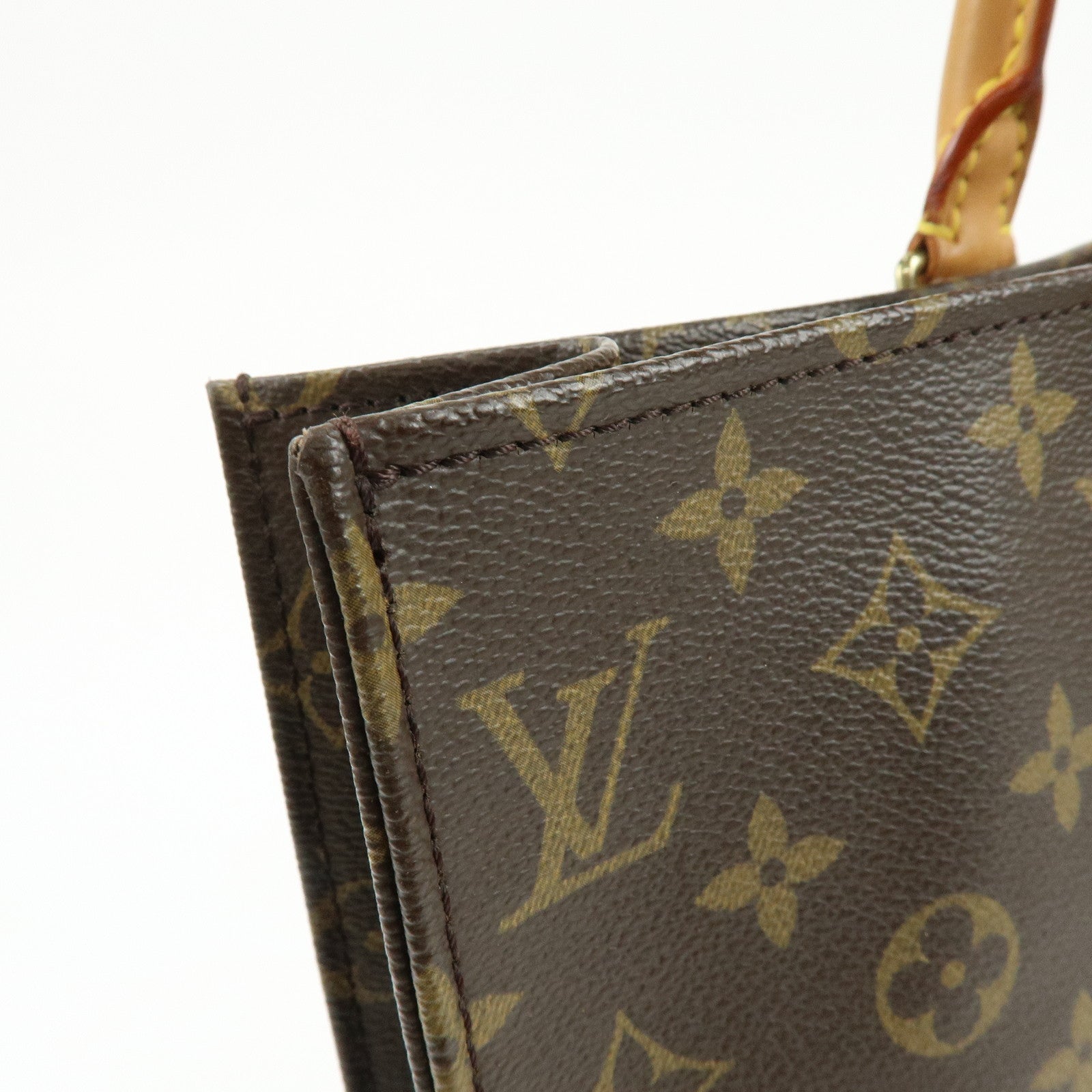 Louis Vuitton Monogram Sac Plat Tote Bag Hand Bag Brown M51140