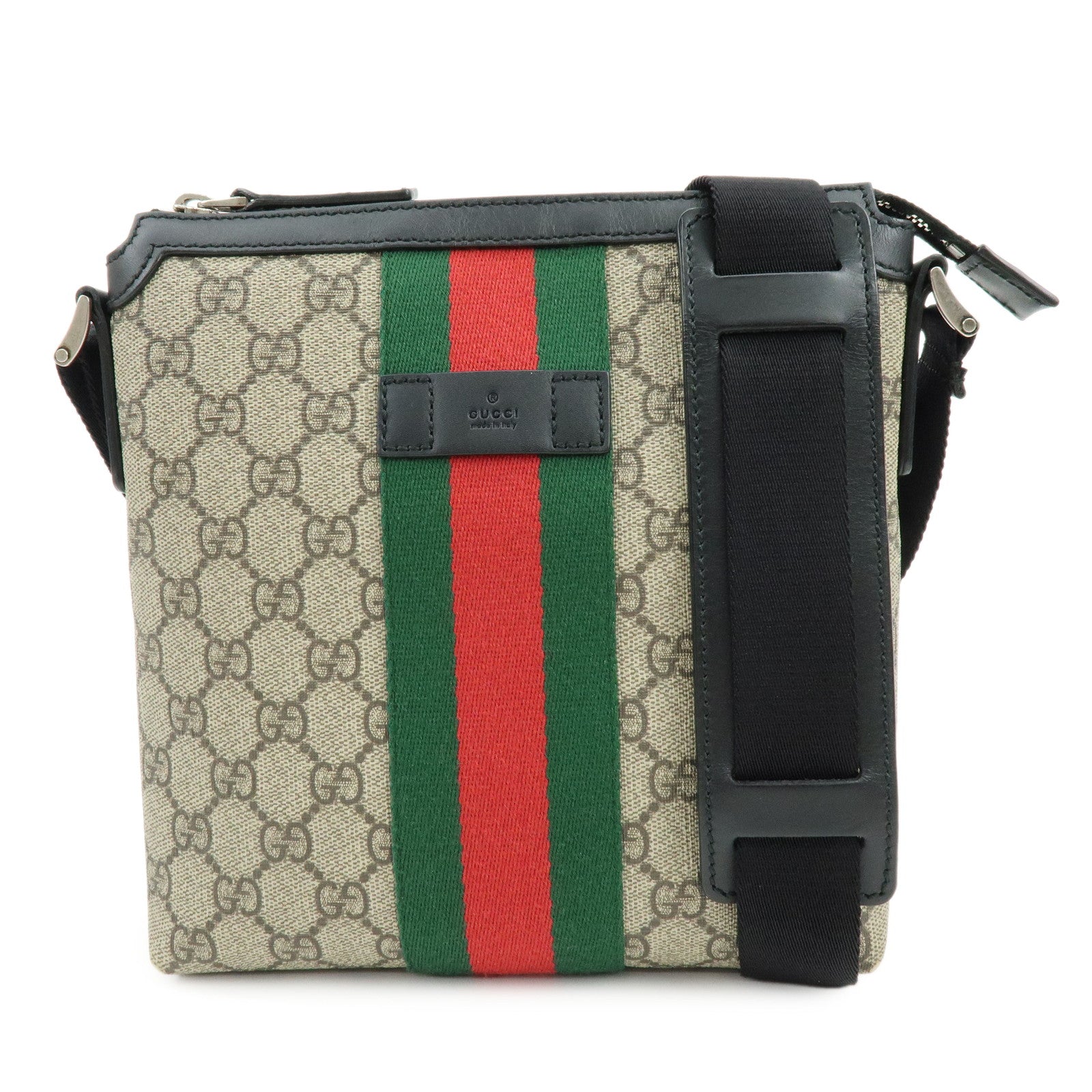 GUCCI Sherry GG Supreme Leather Shoulder Crossbody Bag Beige 471454