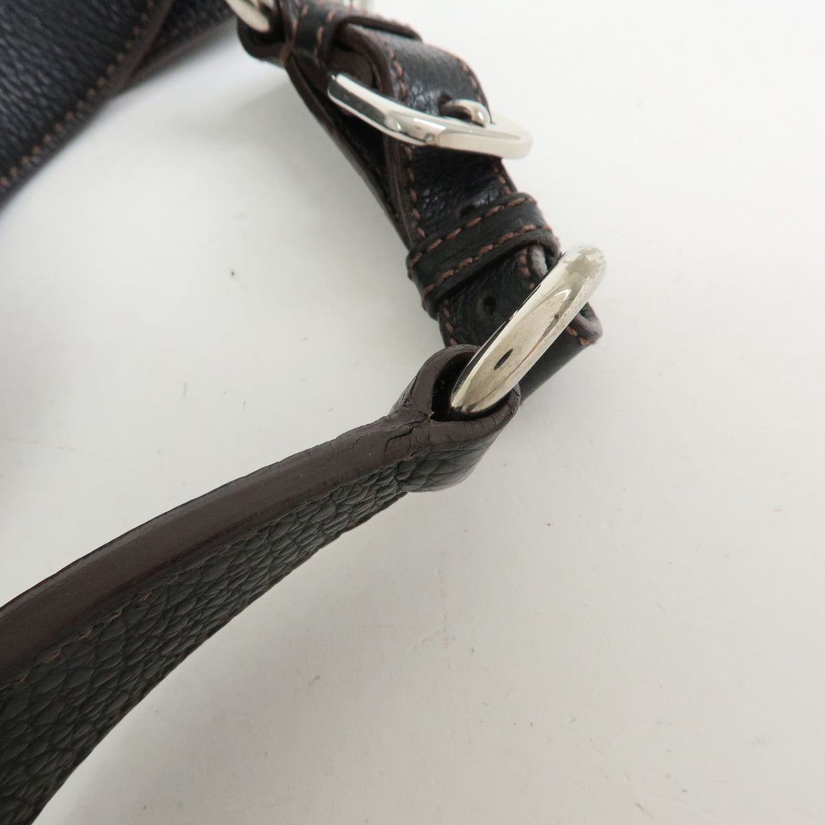 PRADA Leather Shoulder Bag Hand Bag Black BR3648