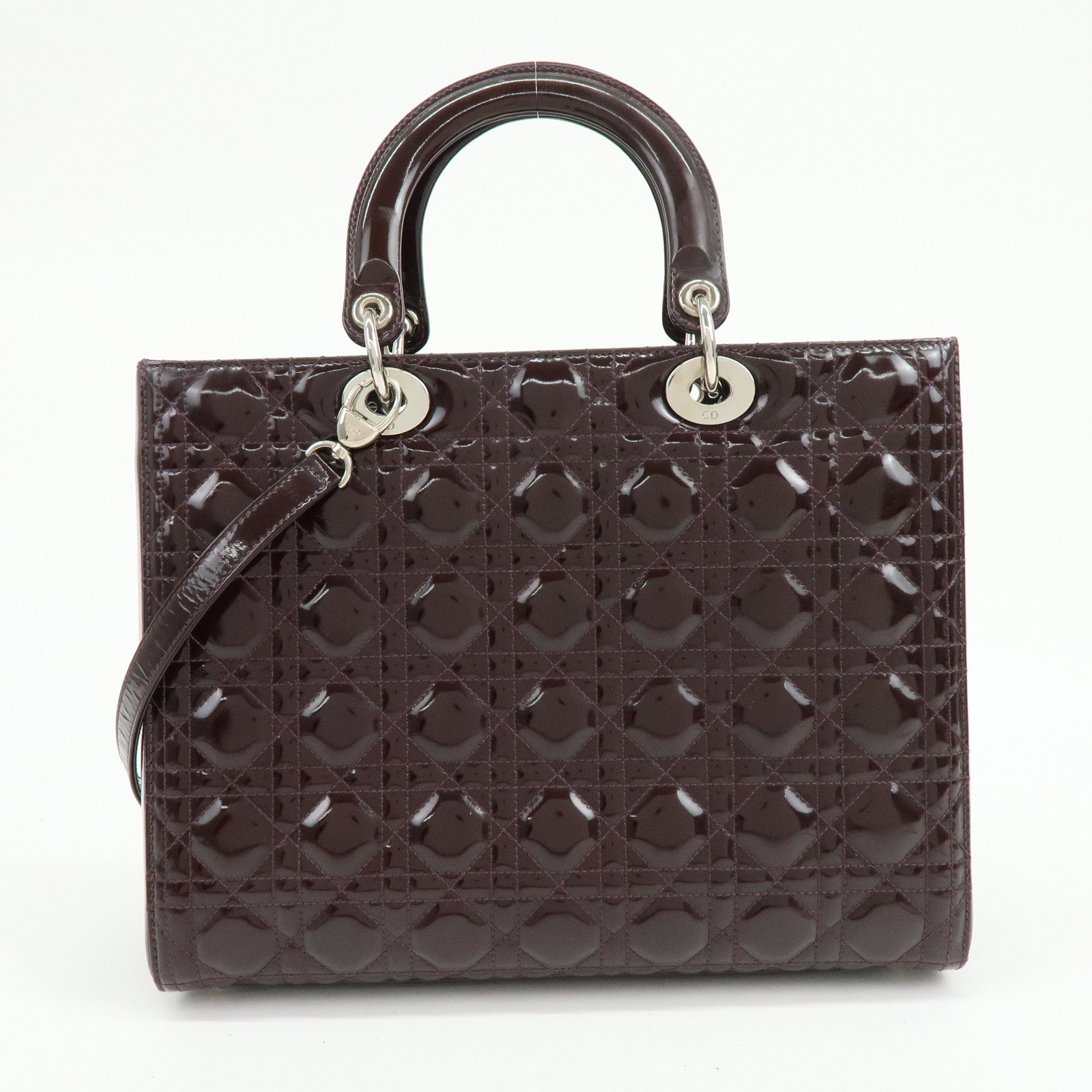 Christian Dior Lady Dior Cannage 2Way Bag Hand Bag Shoulder Bag Purple