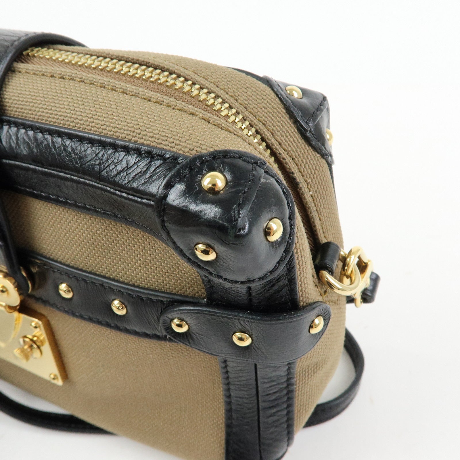 Louis Vuitton Petite Malle Soft MM Canvas Leather Shoulder Bag
