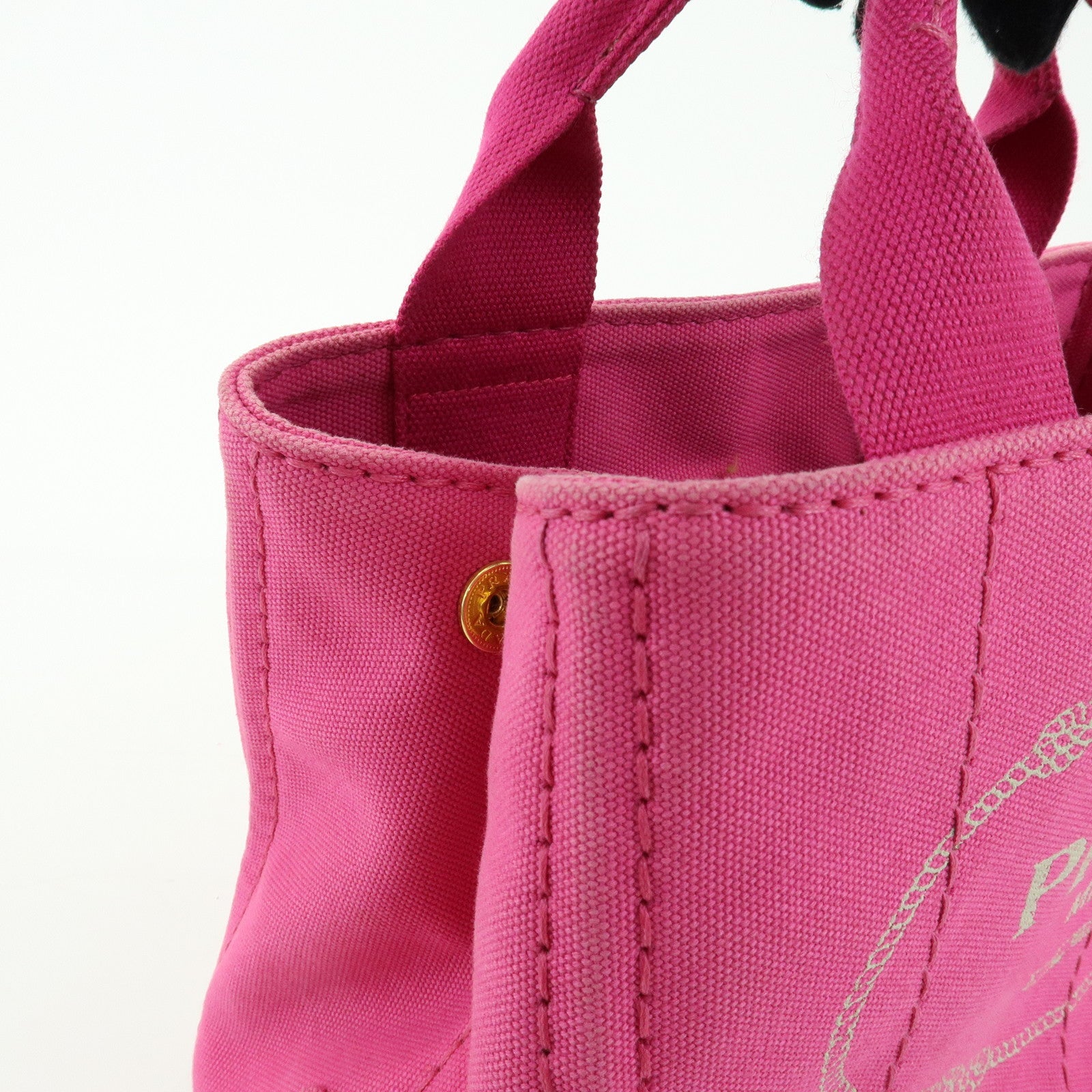 PRADA Triangle Logo Canapa Mini Canvas Tote Hand Bag Pink BN2439