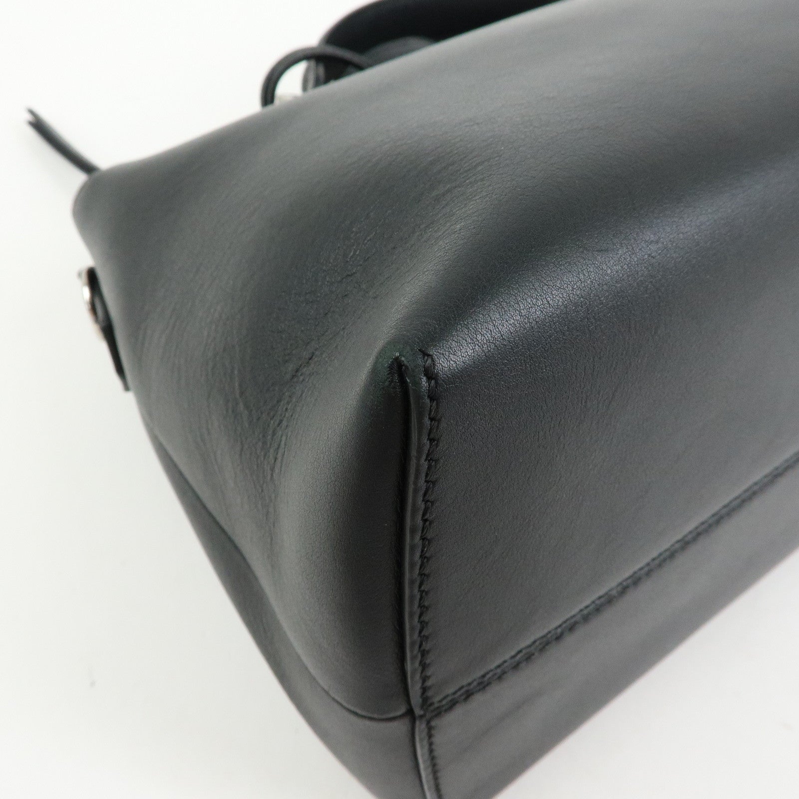 FENDI By The Way Large Leather 2Way Bag Hand Bag Black 8BL125