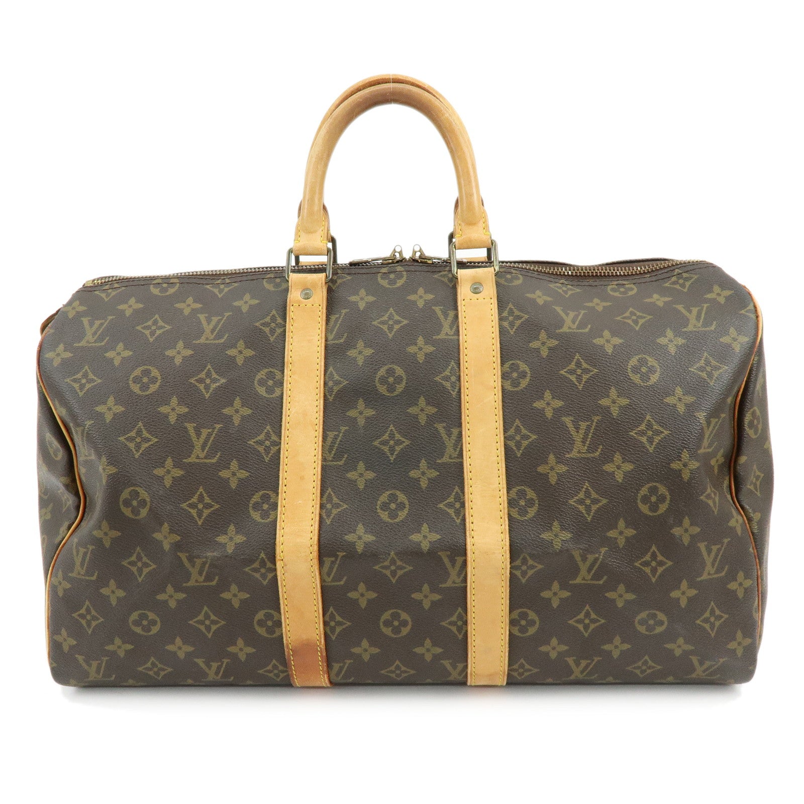Louis Vuitton Monogram Keep All Bandouliere 45 Boston Bag Brown M41418