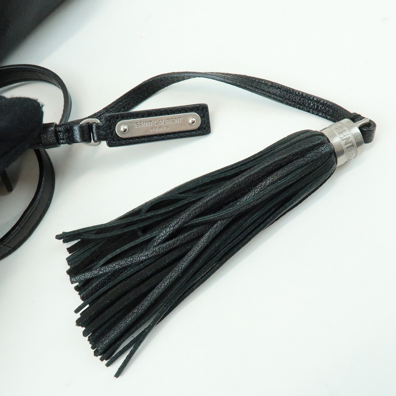 SAINT LAURENT PARIS Lou Cassandra Leather Shoulder Bag Tassel Black