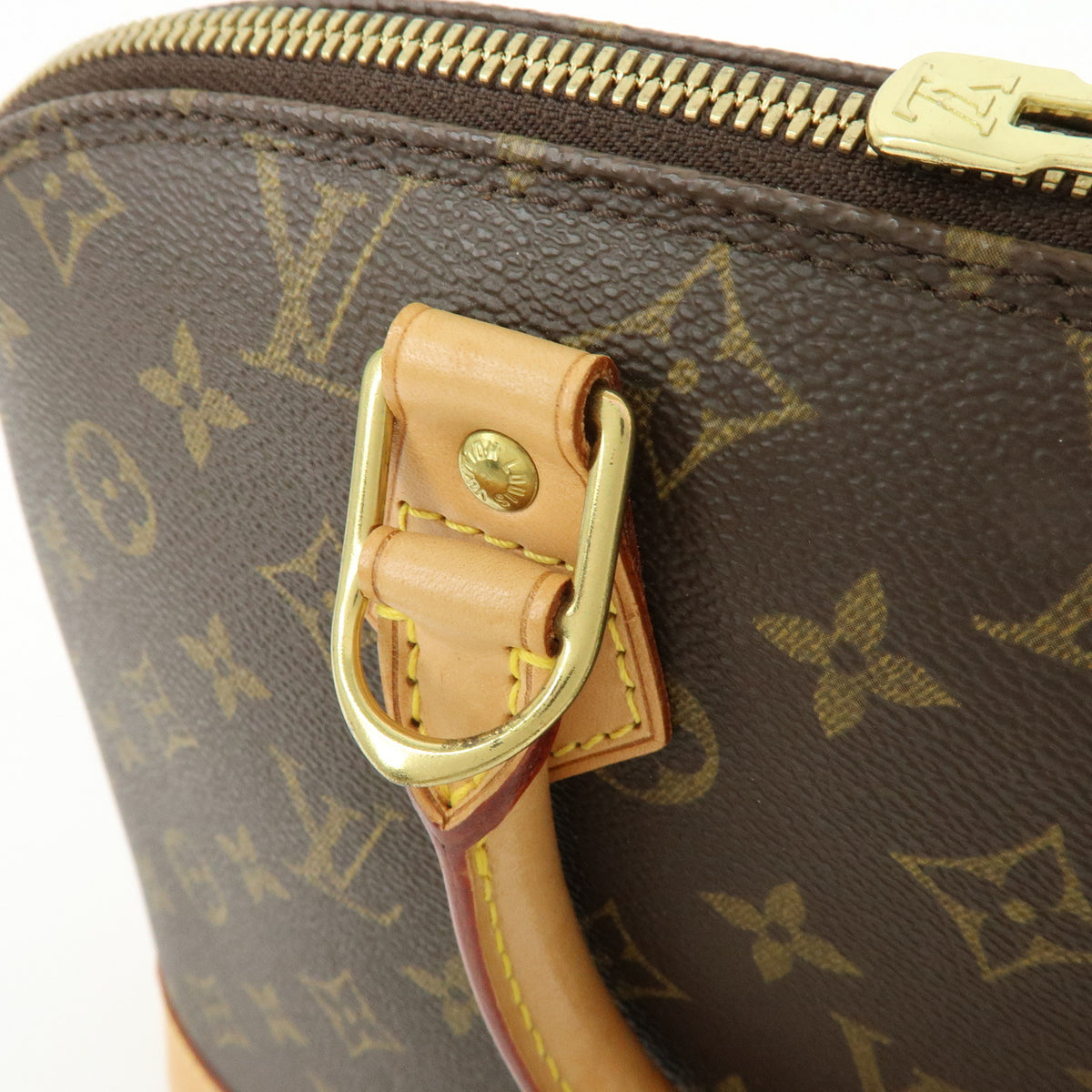 Louis Vuitton Monogram Alma Canvas Leather Hand Bag Brown M51130