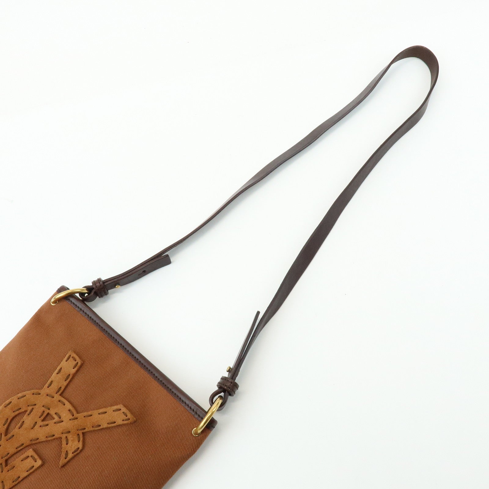 SAINT LAURENT PARIS Kahara Cassandra Canvas Leather Shoulder Bag