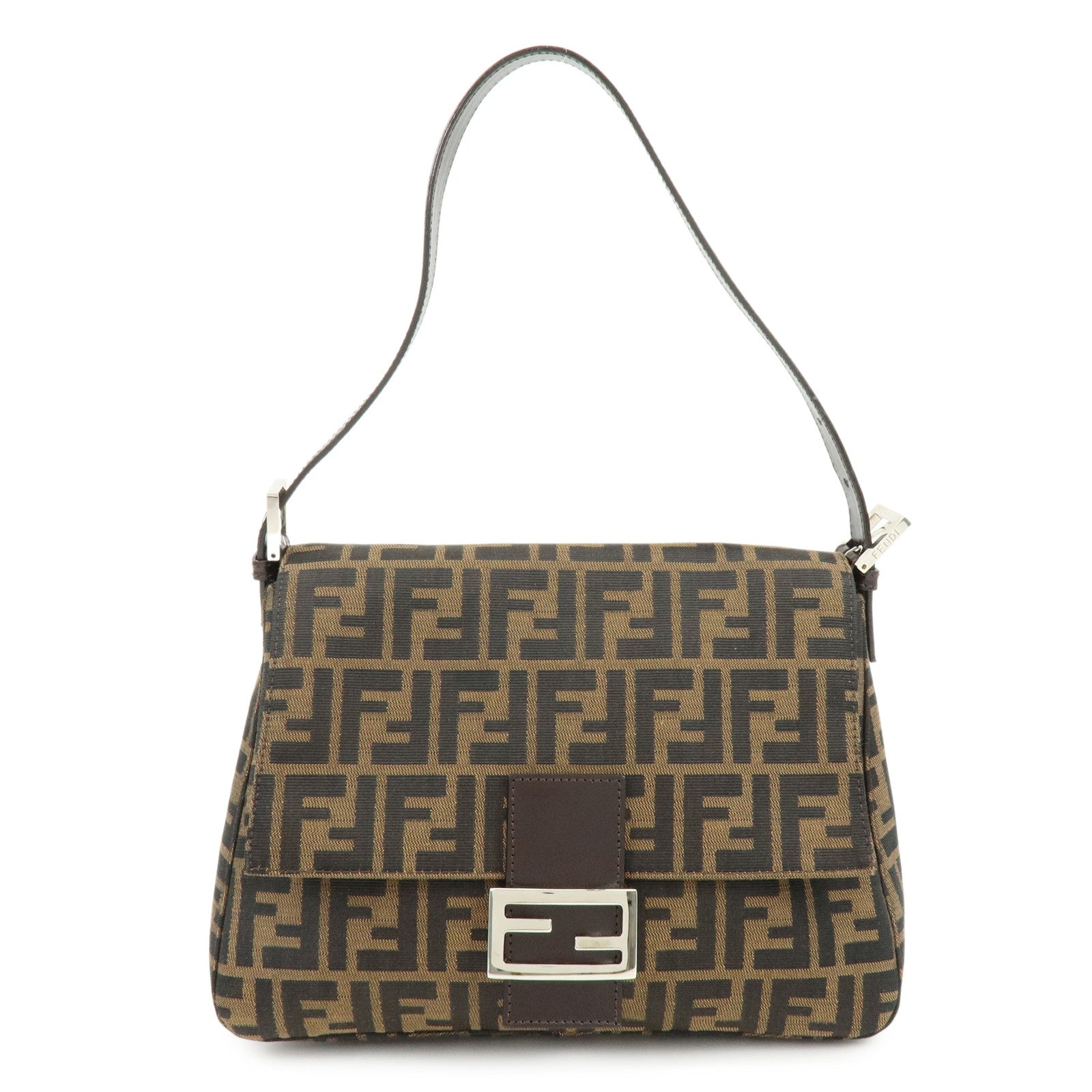 FENDI Mamma Baguette Zucca Canvas Leather Shoulder Bag Hand Bag 26325