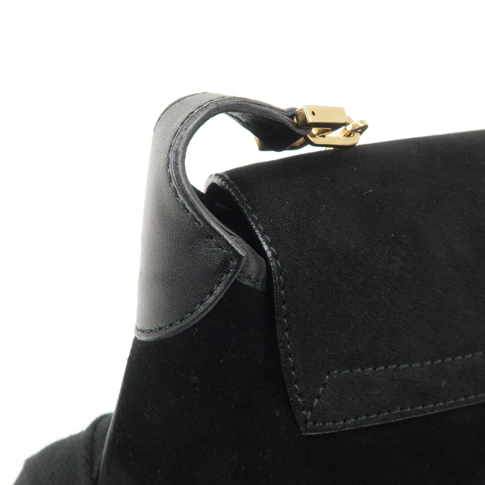 GUCCI Tigar Head Suede Leather Chain Shoulder Bag Black 001.4113 Used