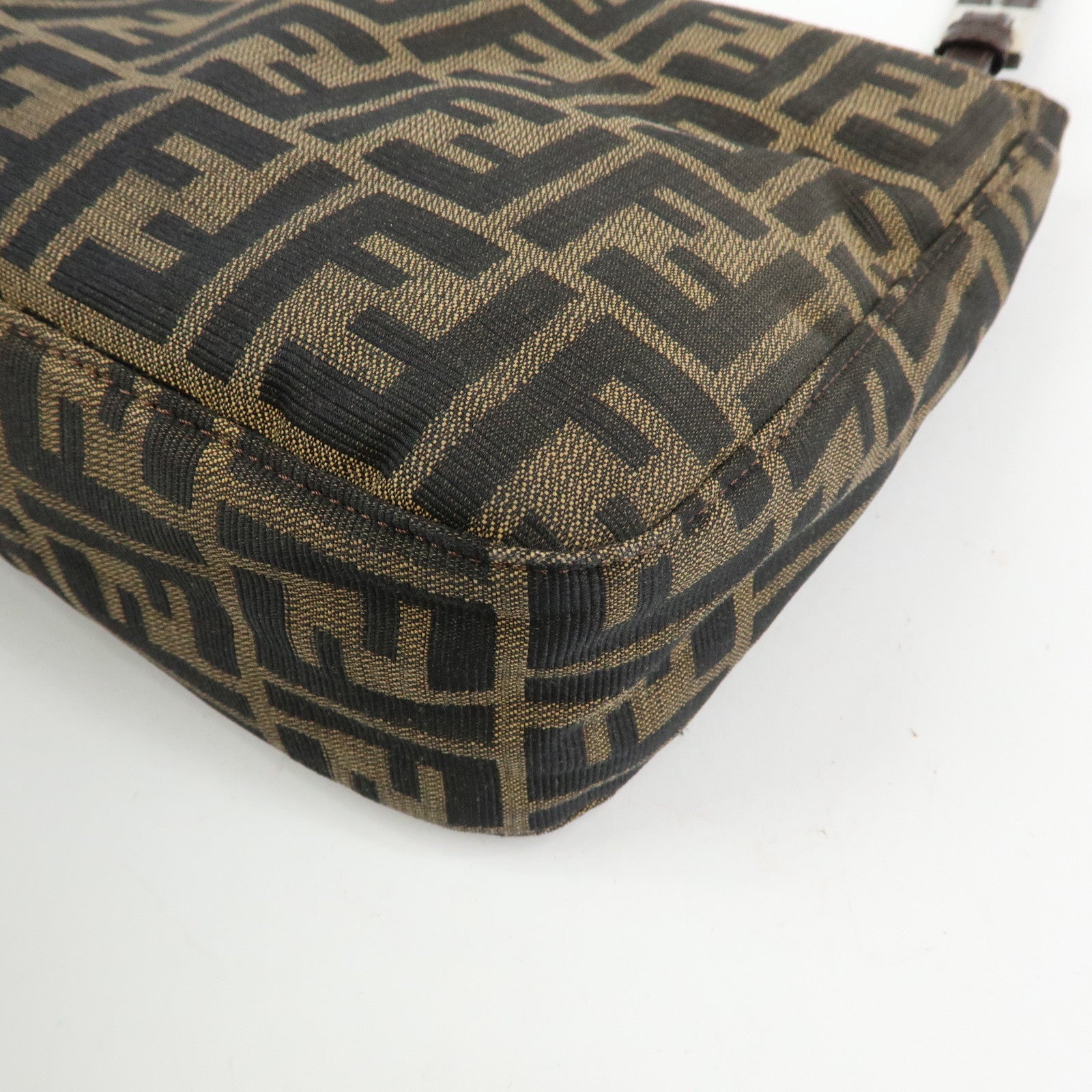 FENDI Zucca Canvas Leather Shoulder Bag Hand Bag Brown Black 26728