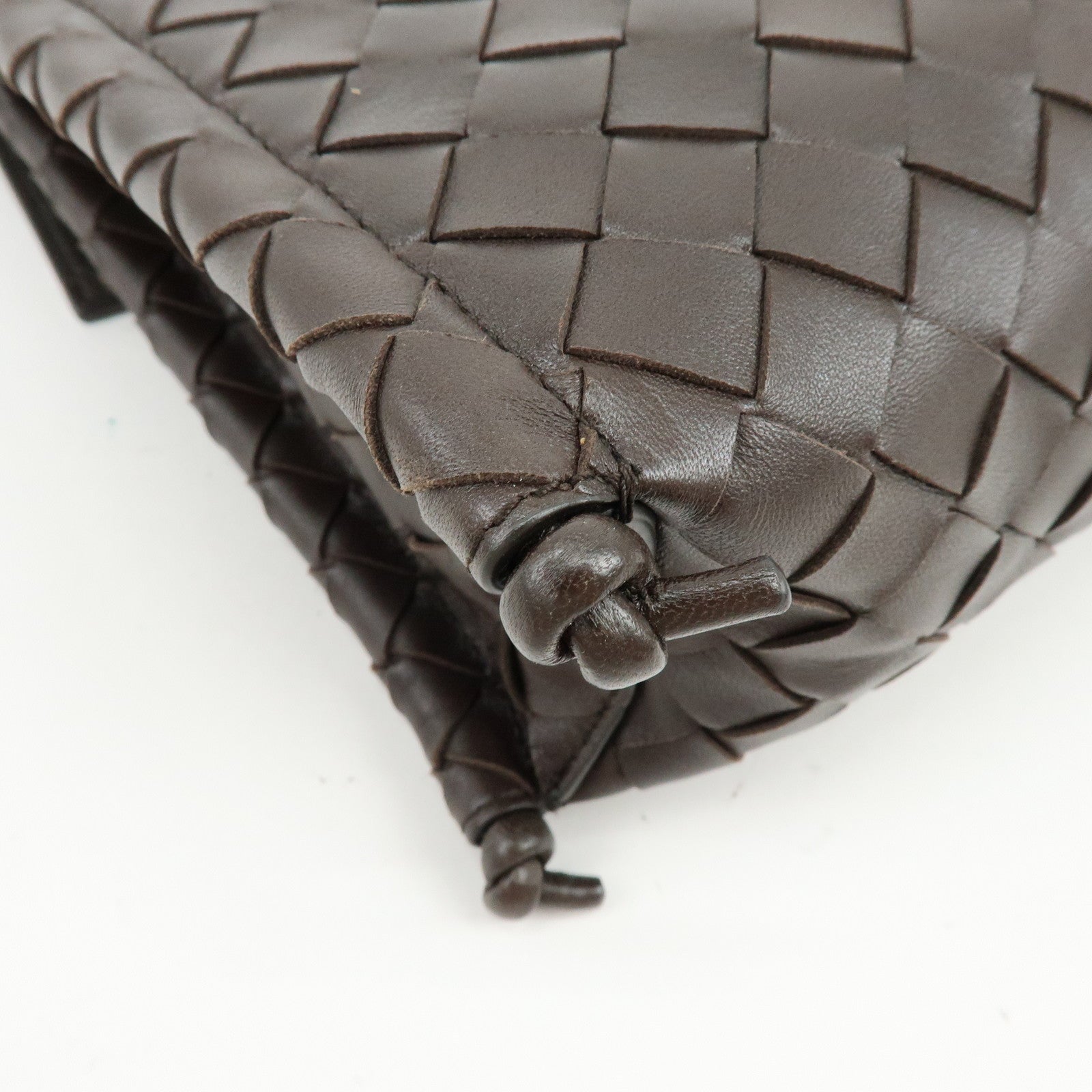 BOTTEGA VENETA Intrecciato Leather Shoulder Crossbody Bag Dark Brown