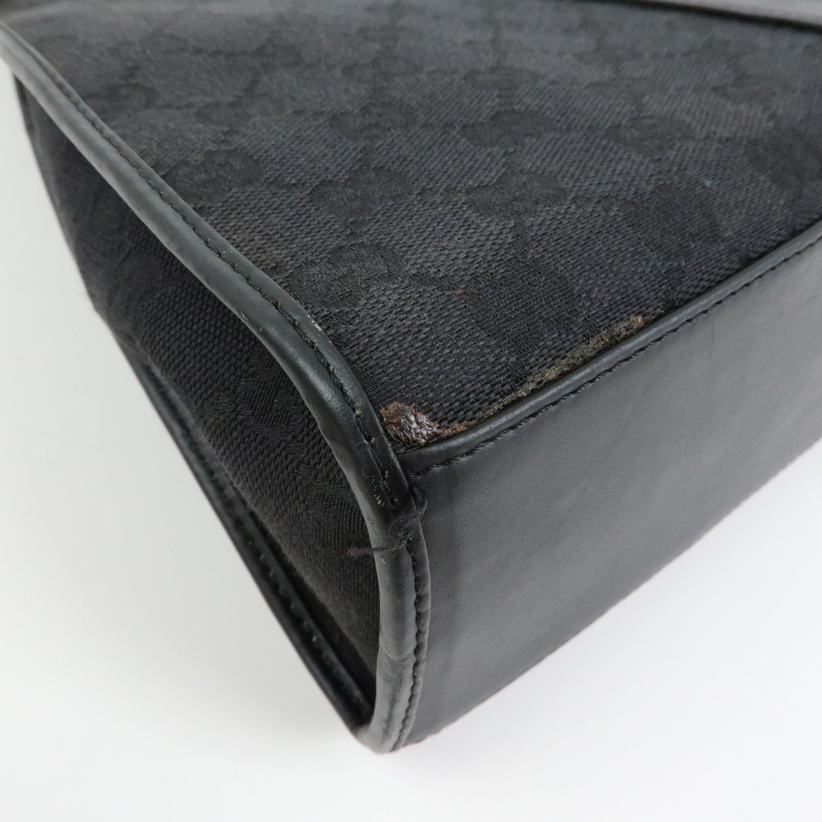 GUCCI Jackie GG Canvas Leather Hand Bag Shoulder Bag Black 001・1067