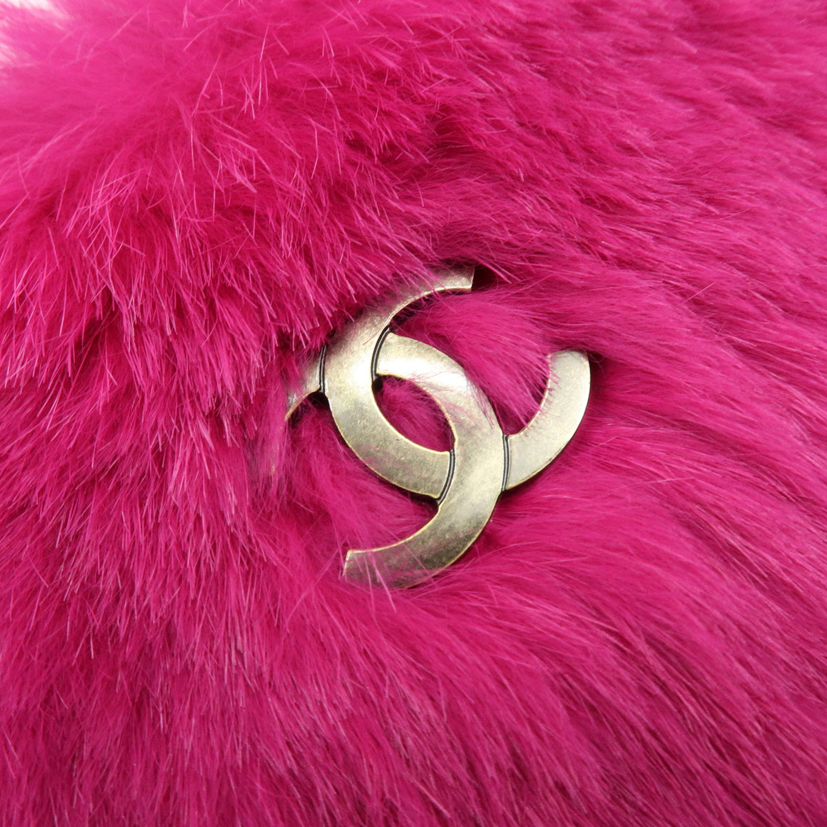 CHANEL COCO Mark Lapin Fur Leather Chain Shoulder Bag Magenta