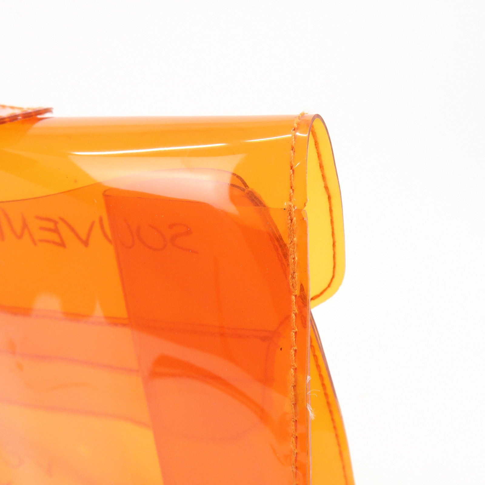 HERMES Kelly Vinyl Hand Bag SOUVENIR DE L'EXPOSITION Orange
