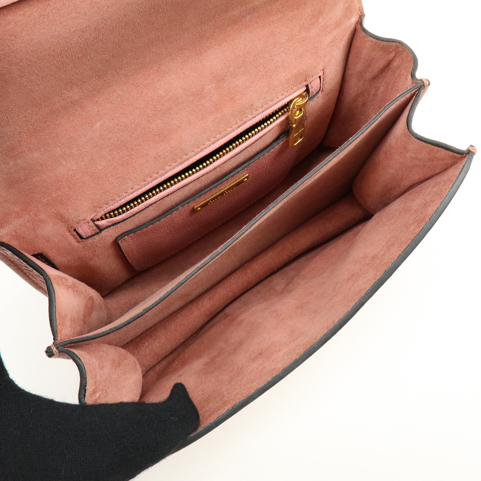 MIU MIU Madras Leather 2Way Bag Hand Bag Shoulder Bag Pink 5BH609