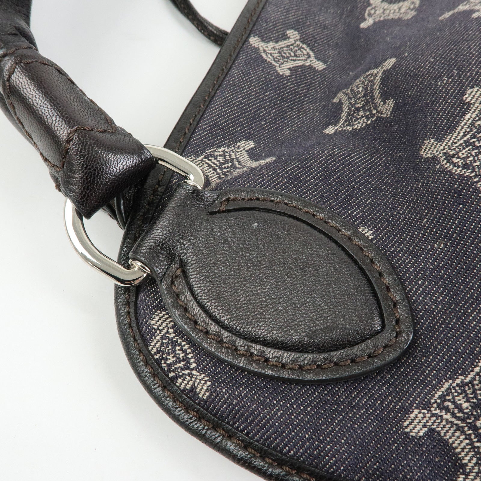 CELINE Macadam Bittersweet Denim Leather Shoulder Bag Indigo Blue Black
