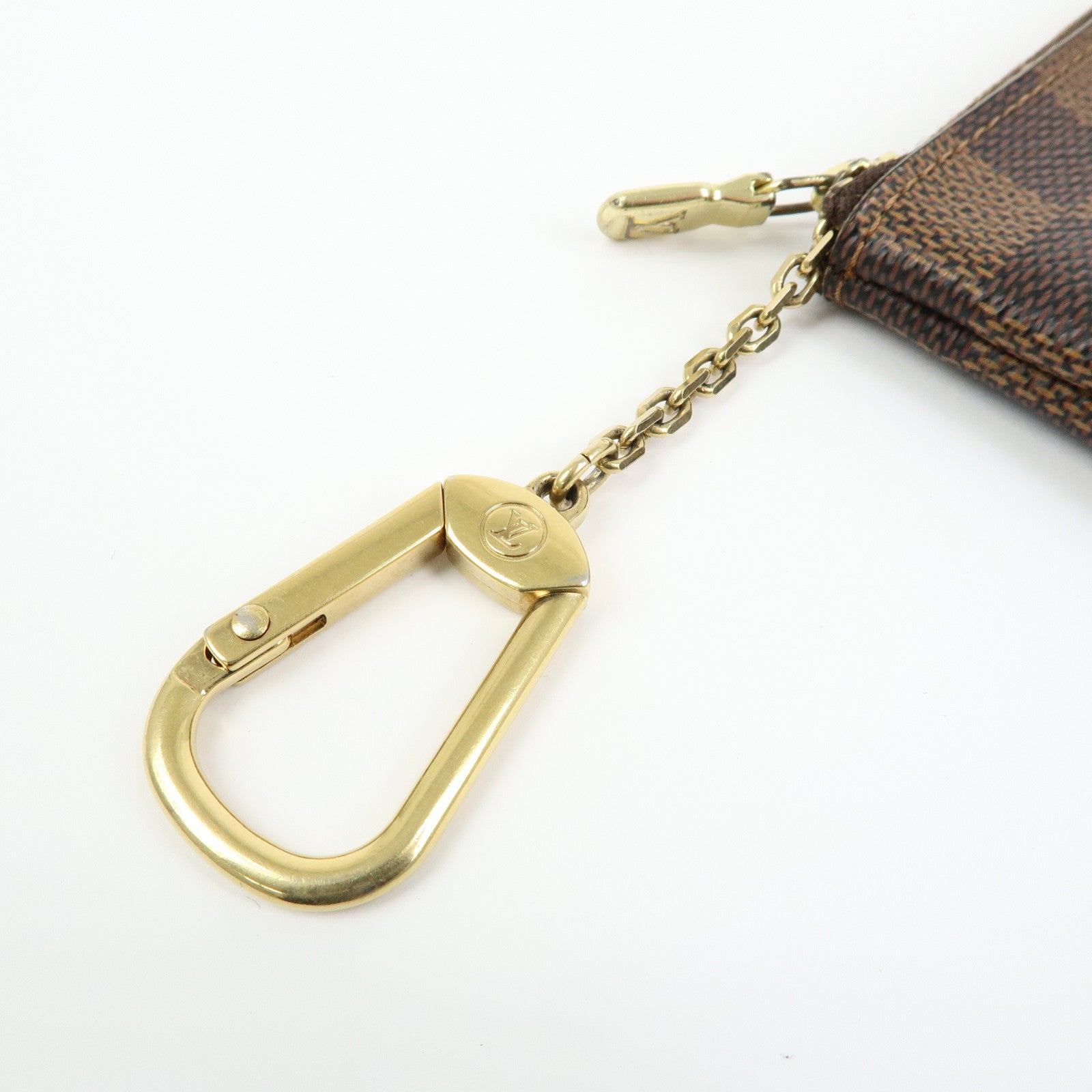 Louis Vuitton Damier Canvas Pochette Cles Coin Case Brown Ebene N62658