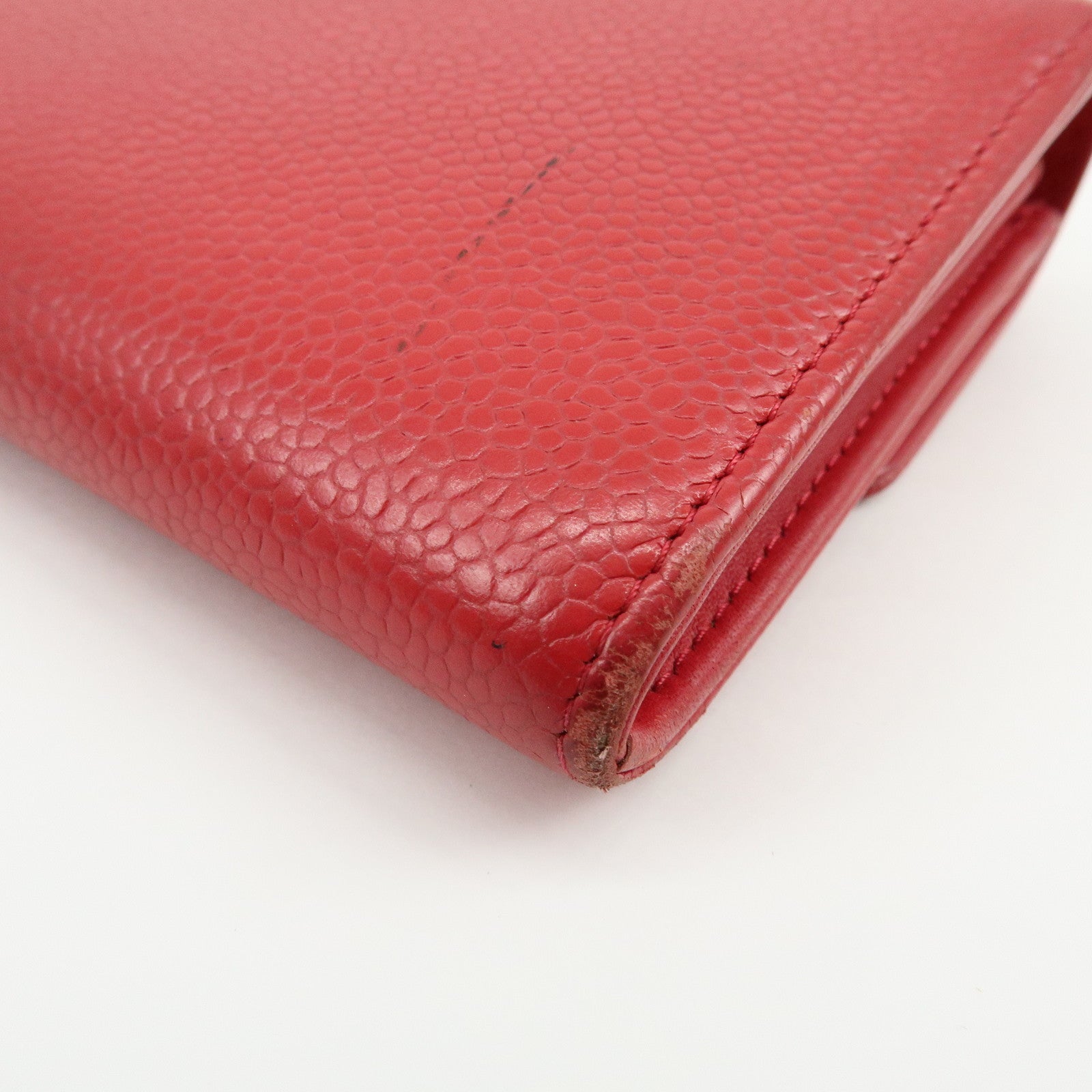 CHANEL COCO Mark Caviarskin Long Flap Wallet Red A50070