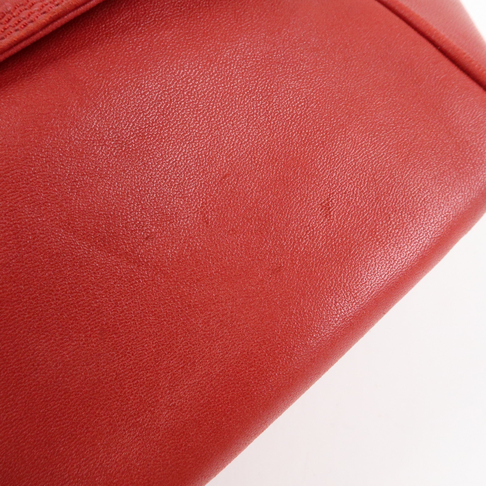 LOEWE Anagram Nappa Leather Chain Shoulder Bag Red Gold