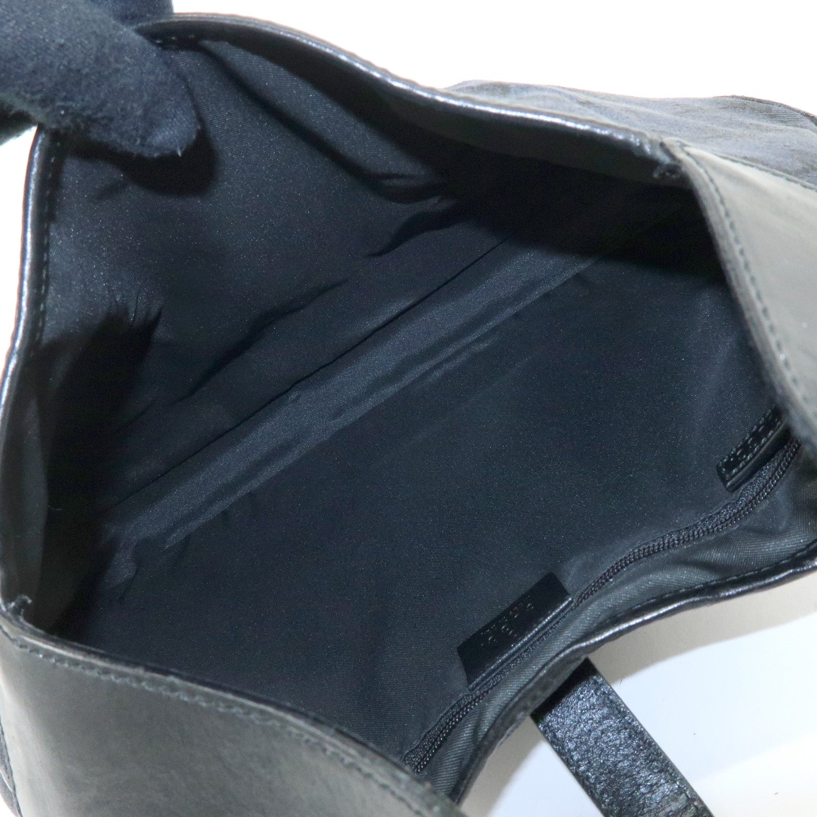 GUCCI Jackie GG Canvas Leather Shoulder Bag Black 001・3306