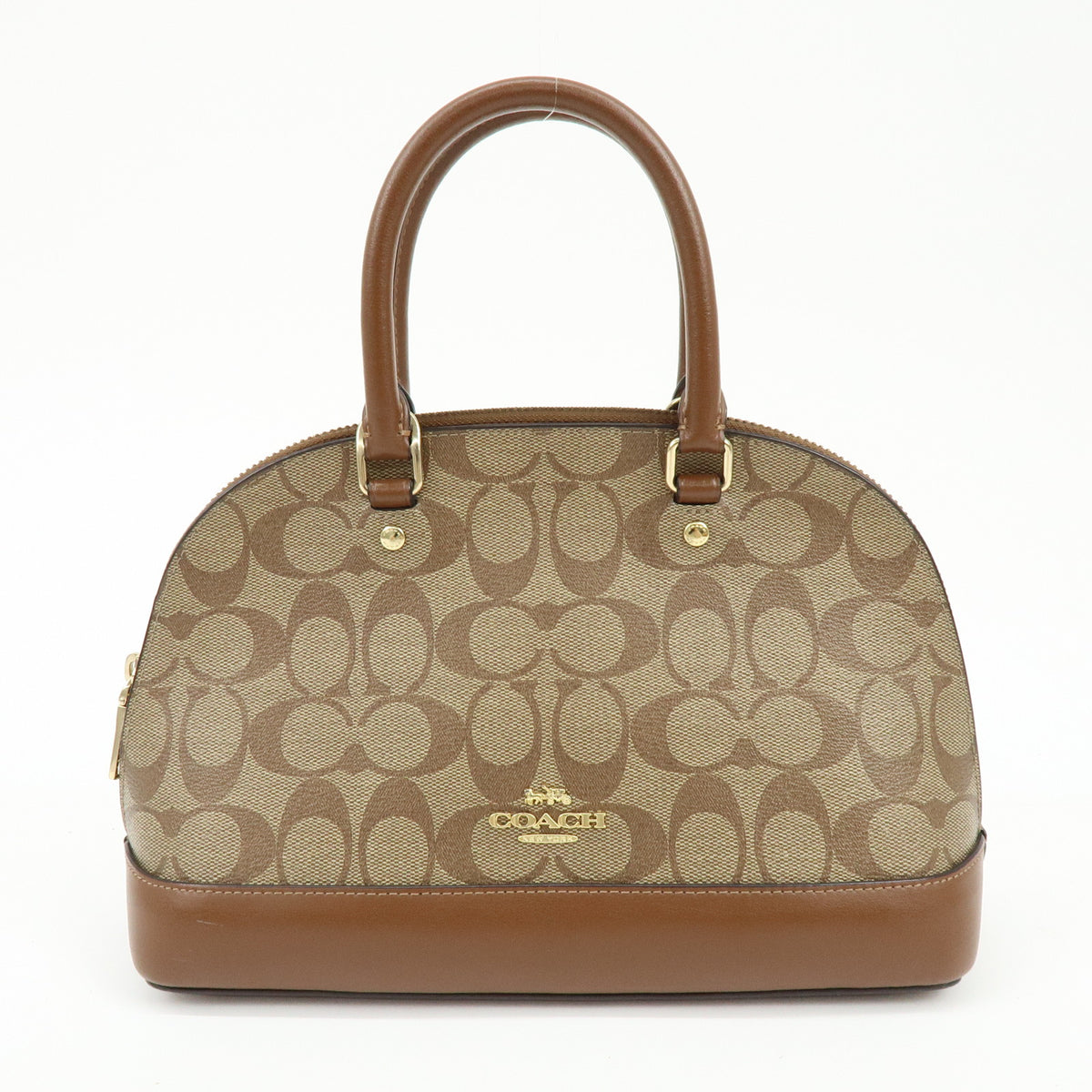 COACH Lot of 2 Signature Canvas Leather Hand Bag Beige Brown
