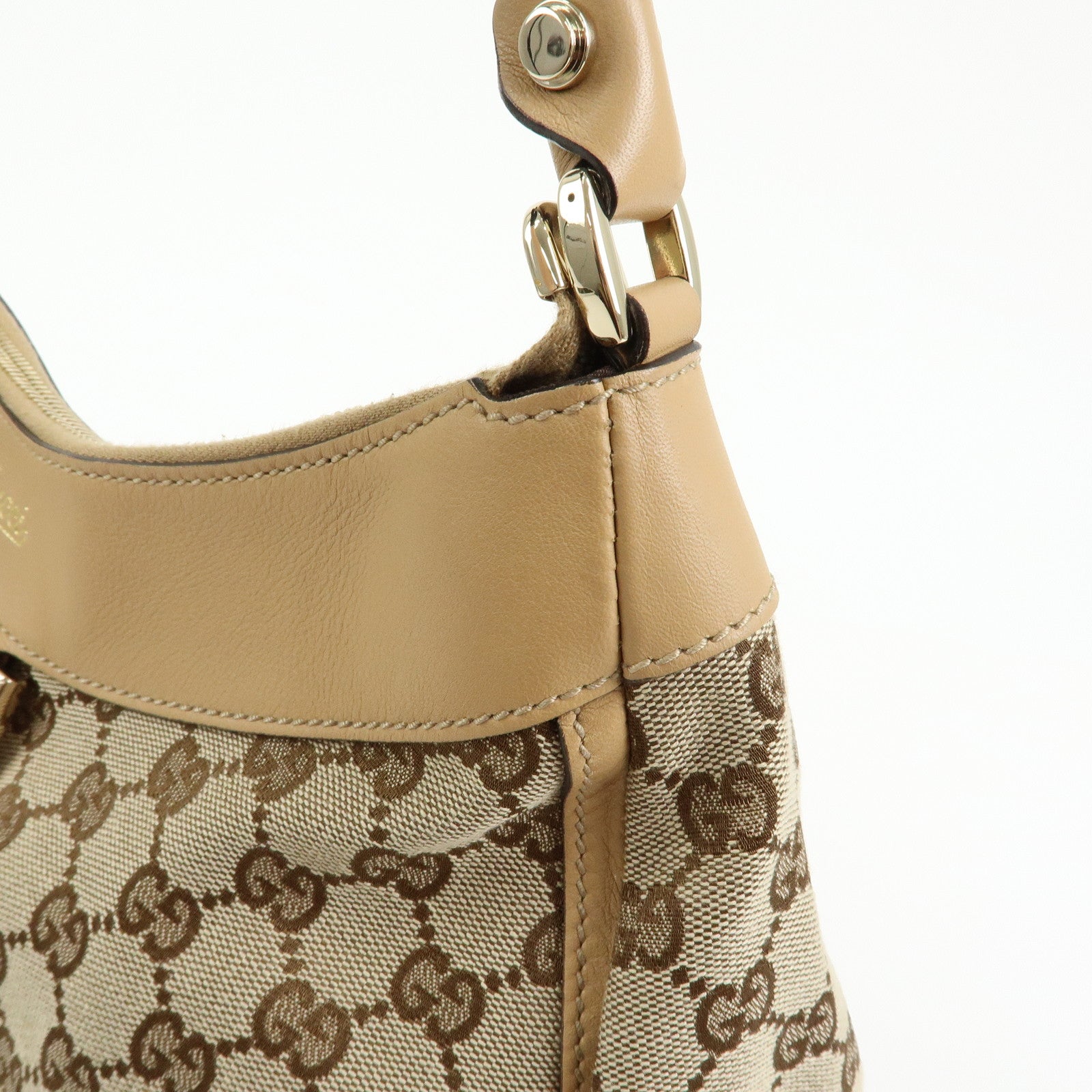 GUCCI Abbey GG Canvas Leather Shoulder Bag Hand Bag Beige 189833