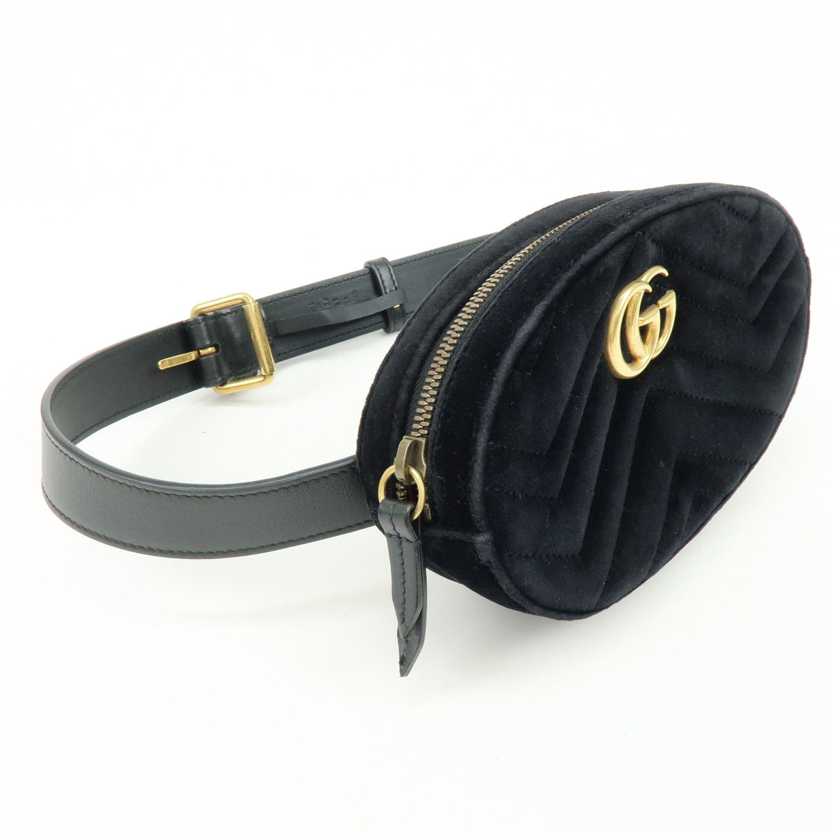 GUCCI GG Marmont Double G Velvet Leather Waist Bag Body Bag 476434