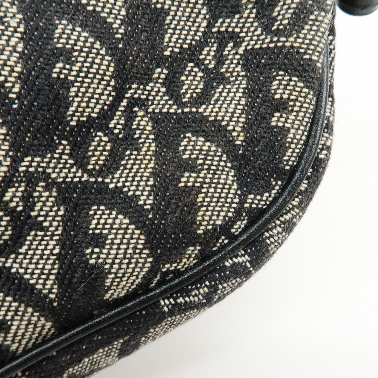 Christian Dior Trotter Jacquard Leather Saddle Bag Pouch Black
