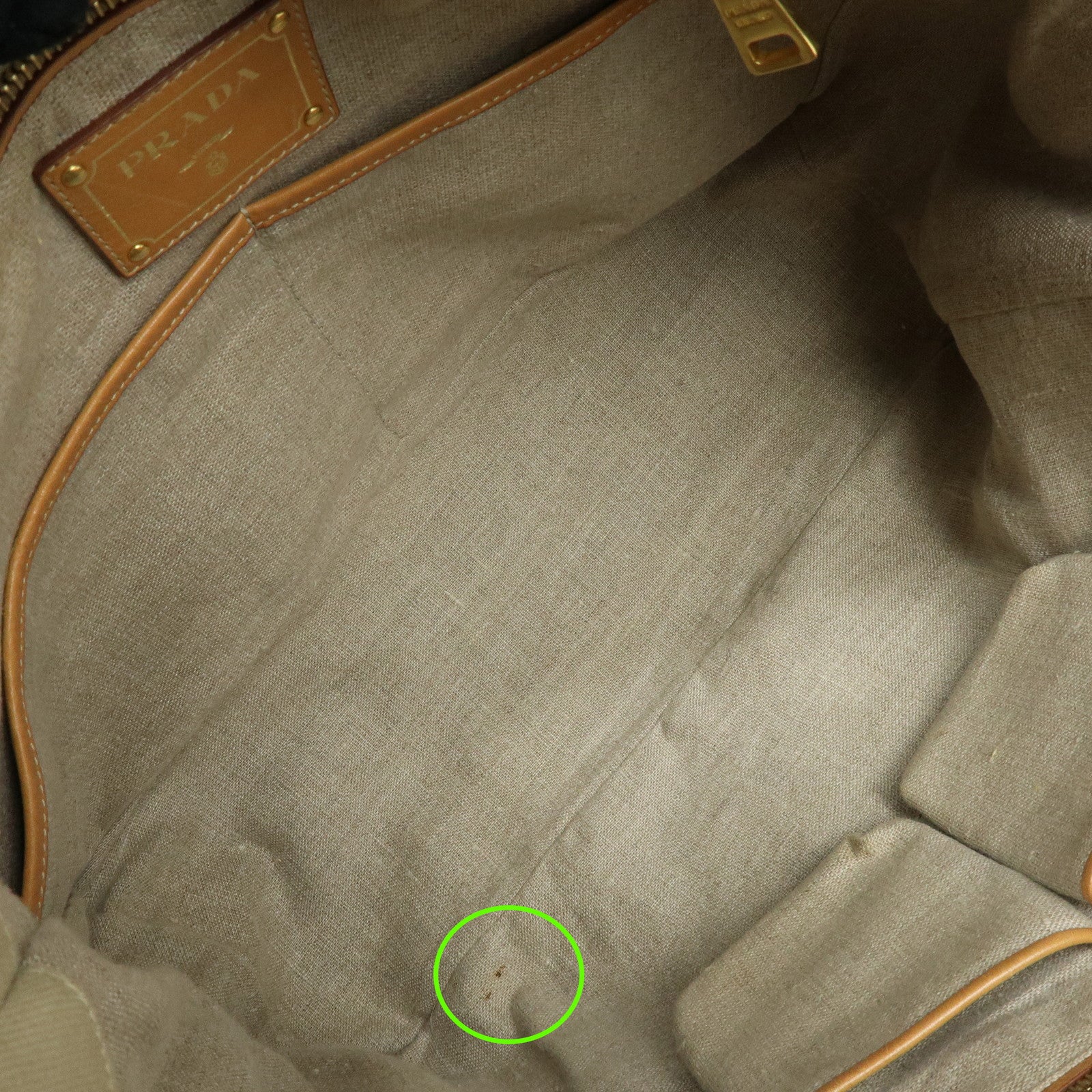 PRADA Triangle Logo Canvas 2Way Bag Tote Shoulder Bag Beige BN2069