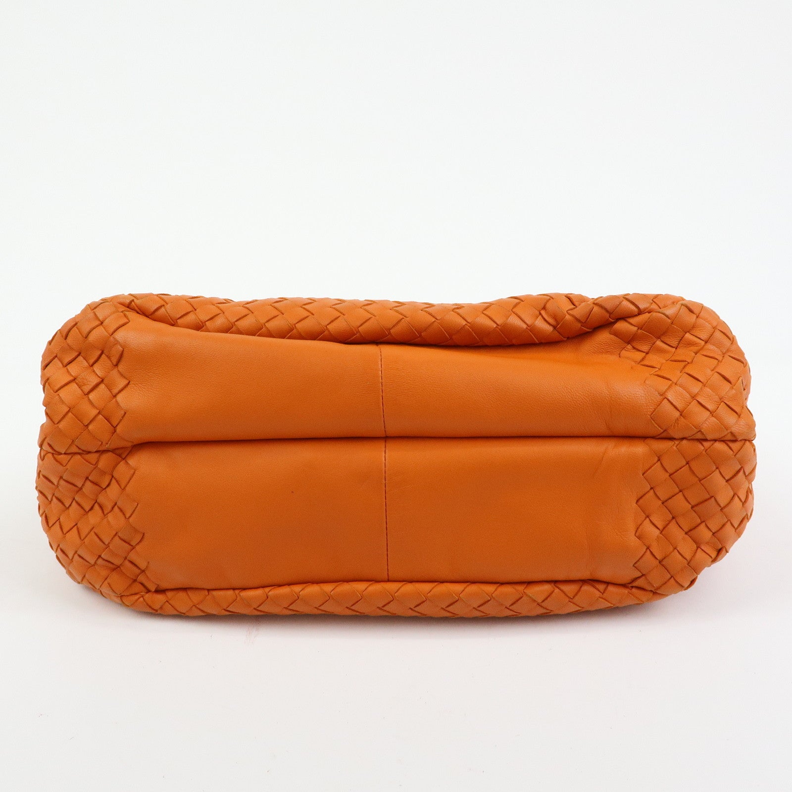 BOTTEGA VENETA Intrecciato Campana Leather Shoulder Bag Orange