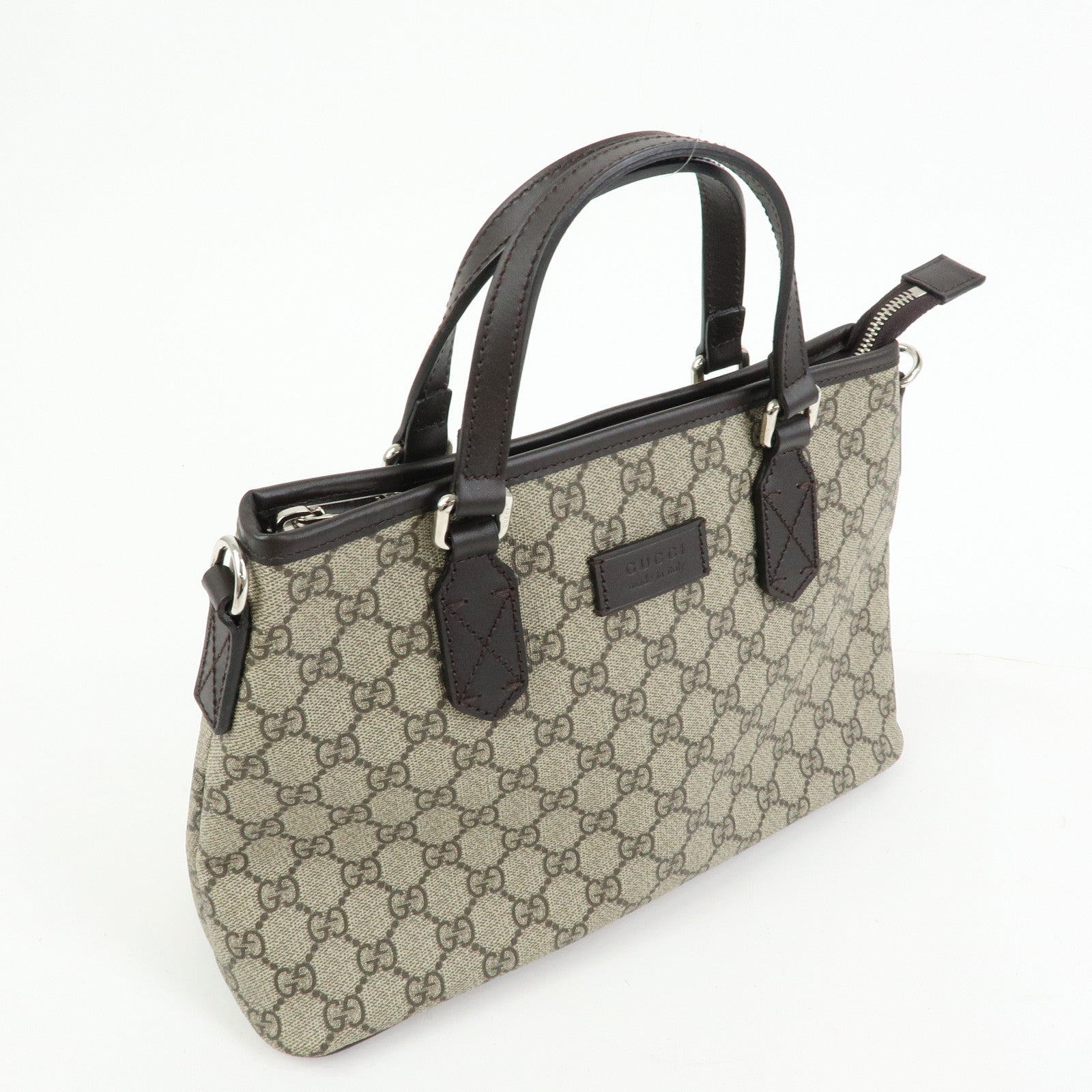 GUCCI GG Supreme 2Way Bag Hand Bag Shoulder Bag Beige Brown 429019
