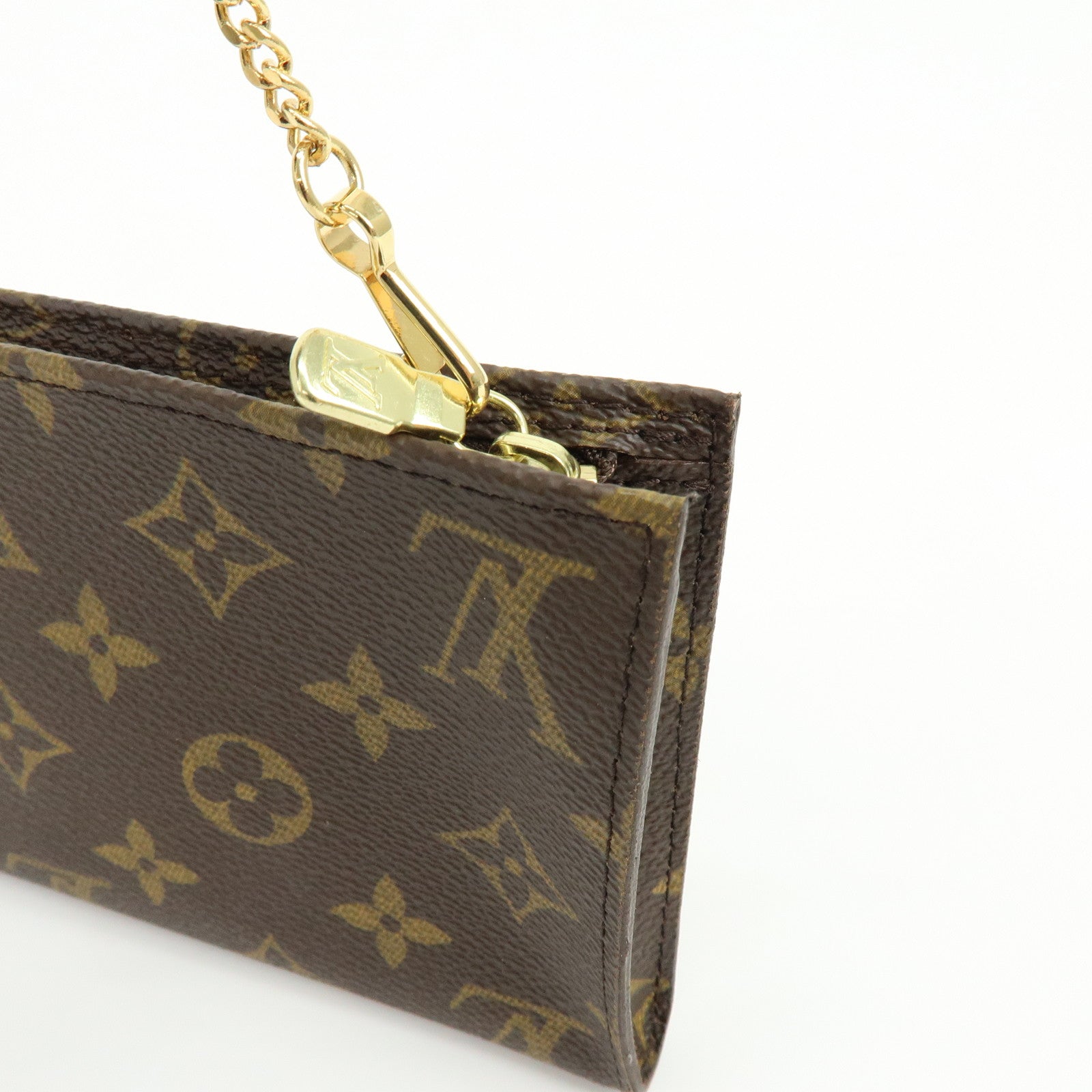 Louis Vuitton Monogram Leather Pouch for Baguette GM Brown Gold