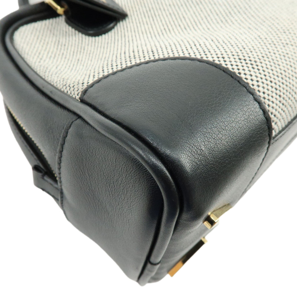LOEWE Anagram Amazona Small Leather Hand Bag Black Natural