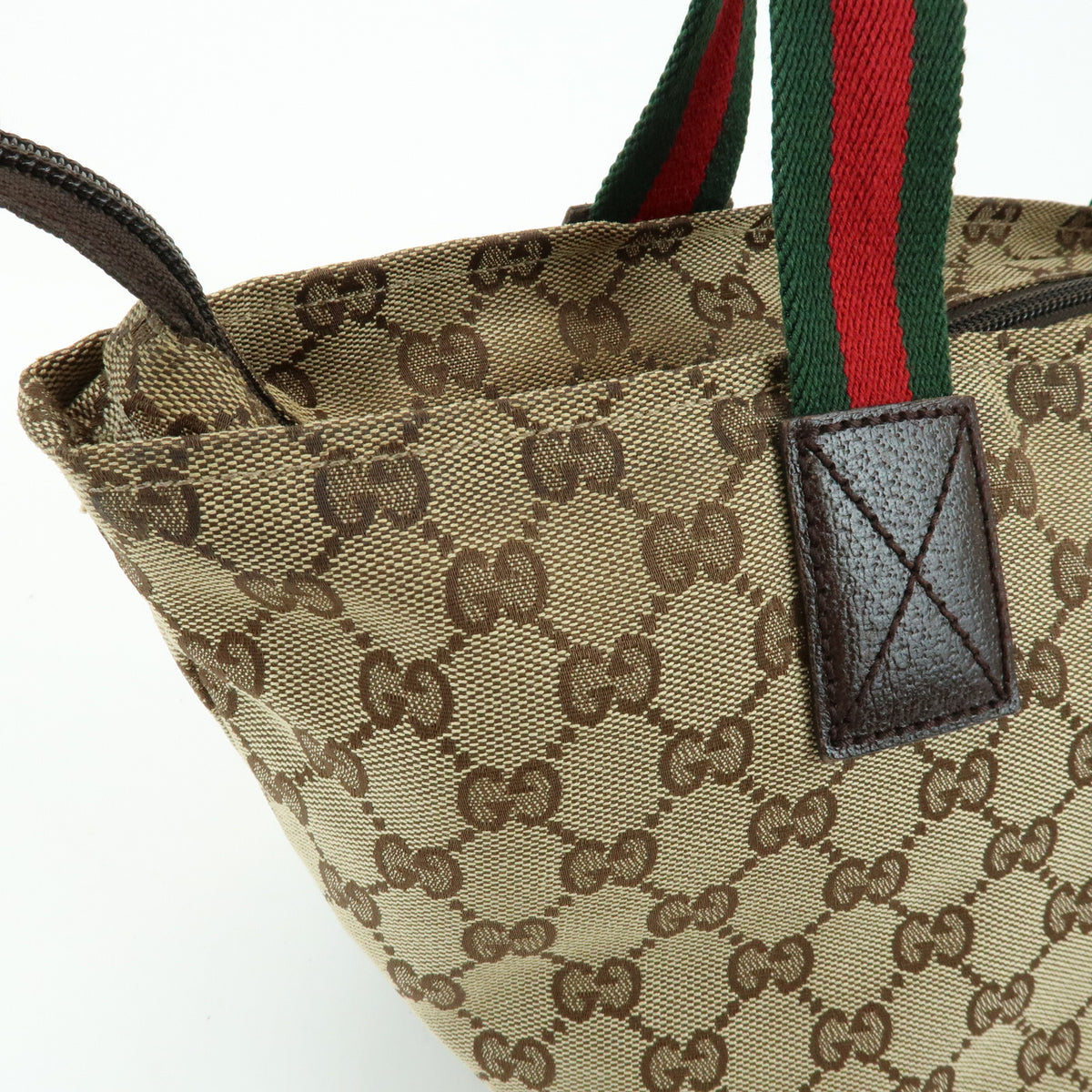 GUCCI Sherry GG Canvas Leather Tote Bag Hand Bag Beige Brown 131228