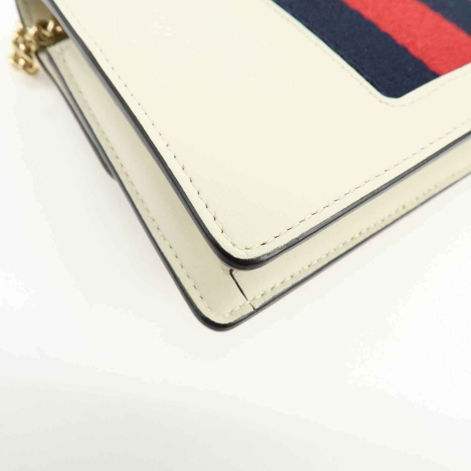 GUCCI Sylvie Sherry Leather Chain Mini Shoulder Bag White 494646