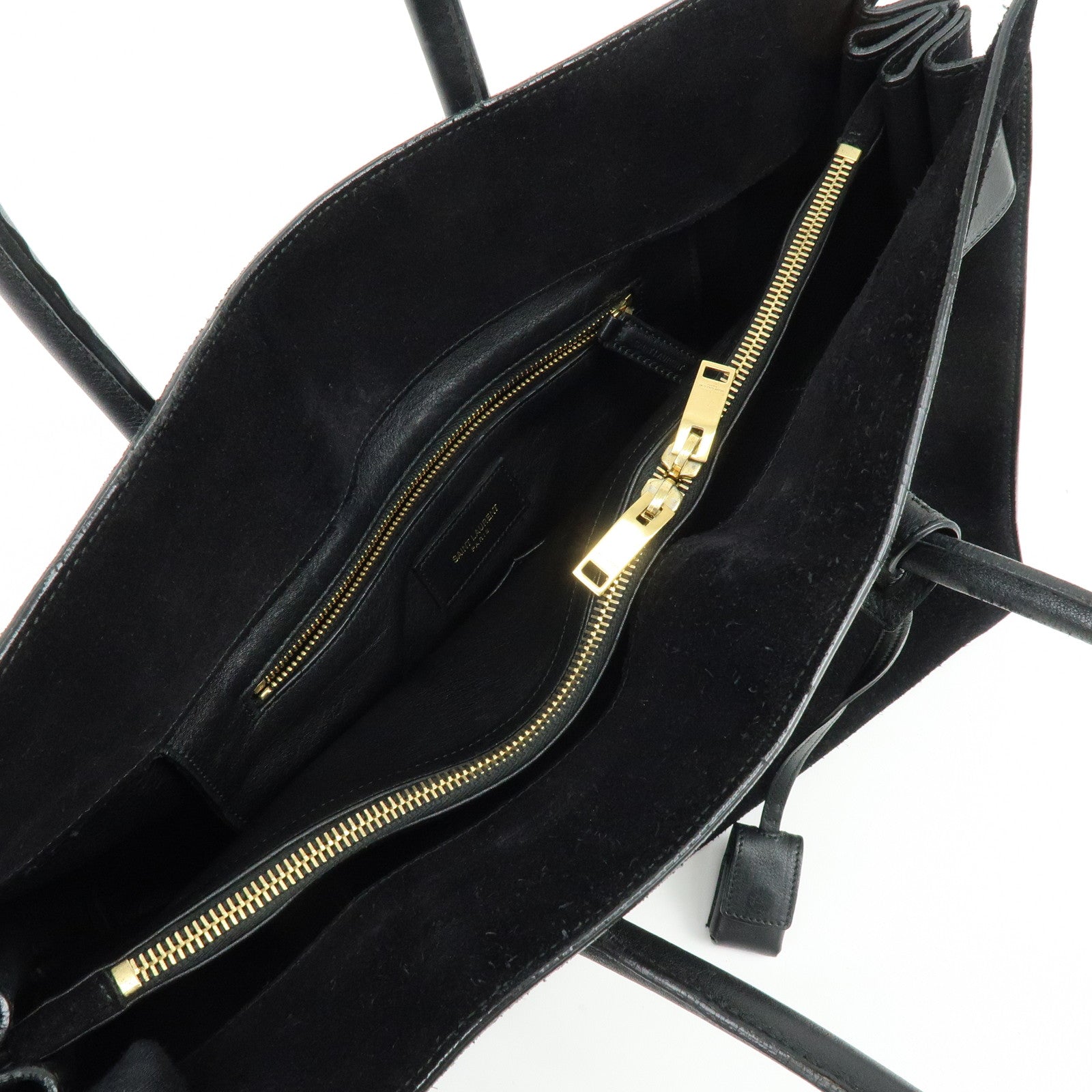 SAINT LAURENT PARIS Sac de Jour Leather Suede Hand Bag Black 319910
