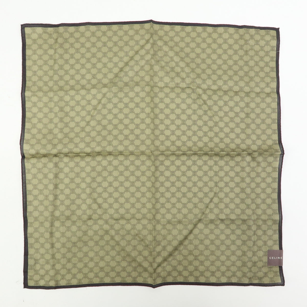CELINE Macadam Lot of 2 Cotton 100% Scarf Handkerchief Brown Khaki