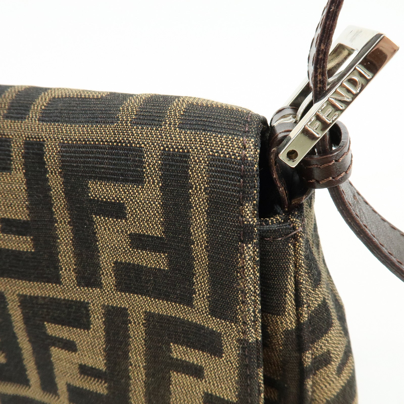 FENDI Mamma Baguette Zucca Canvas Leather Shoulder Bag Hand Bag 26325